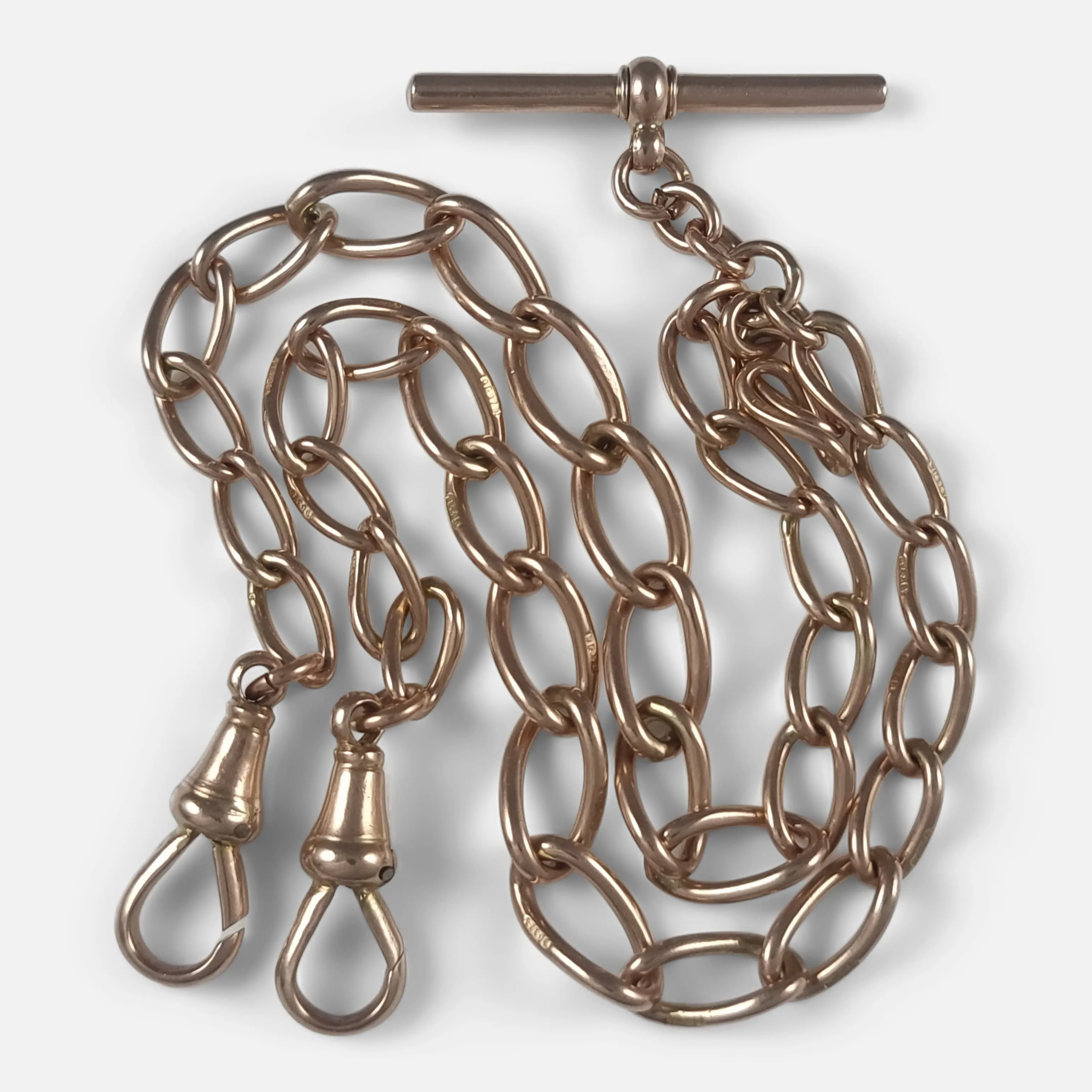 9ct Rose Gold Double Albert Watch Chain - 1918 - 29.0 grams