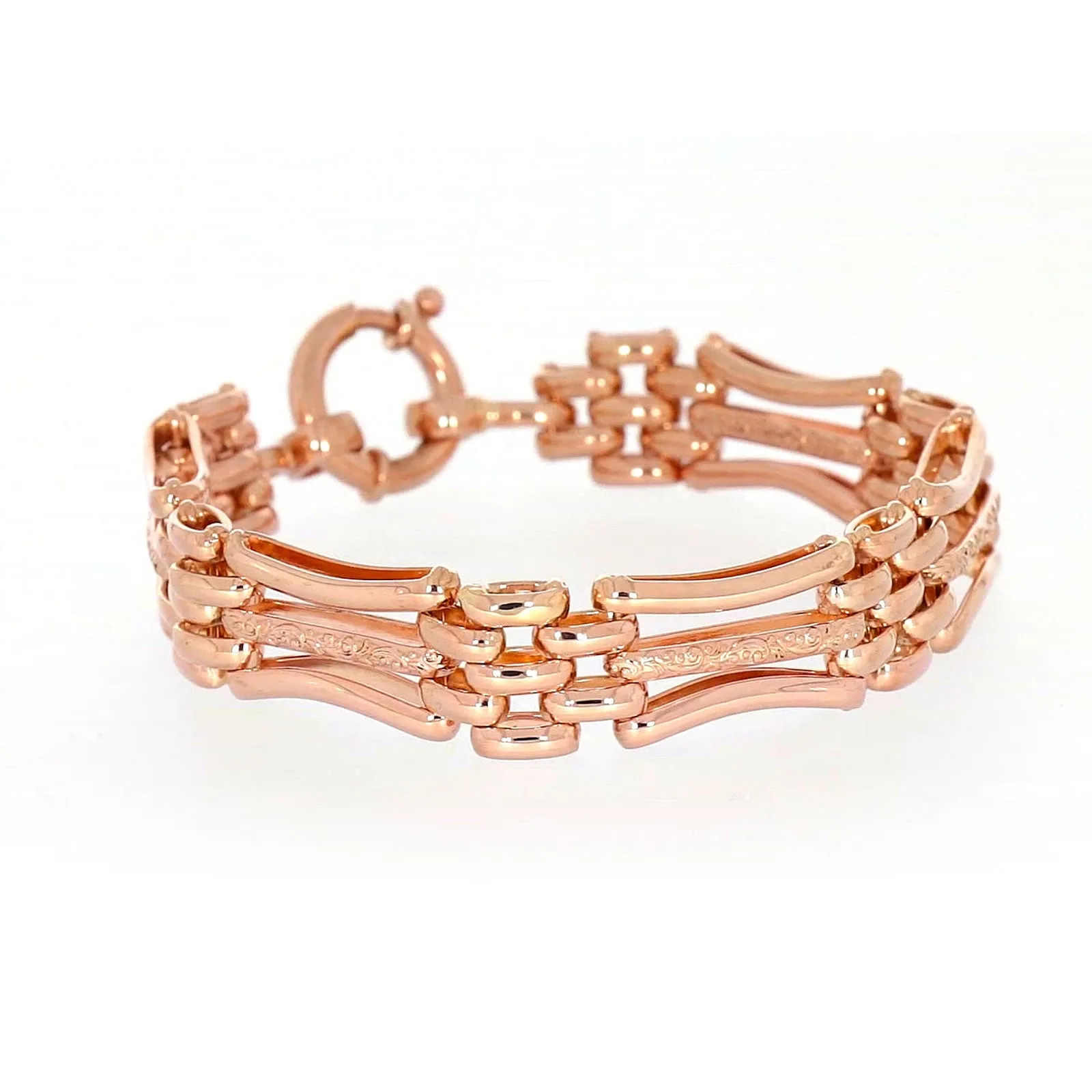 9ct Rose Gold Silver Filled 19cm Gate Bracelet with Bolt Ring