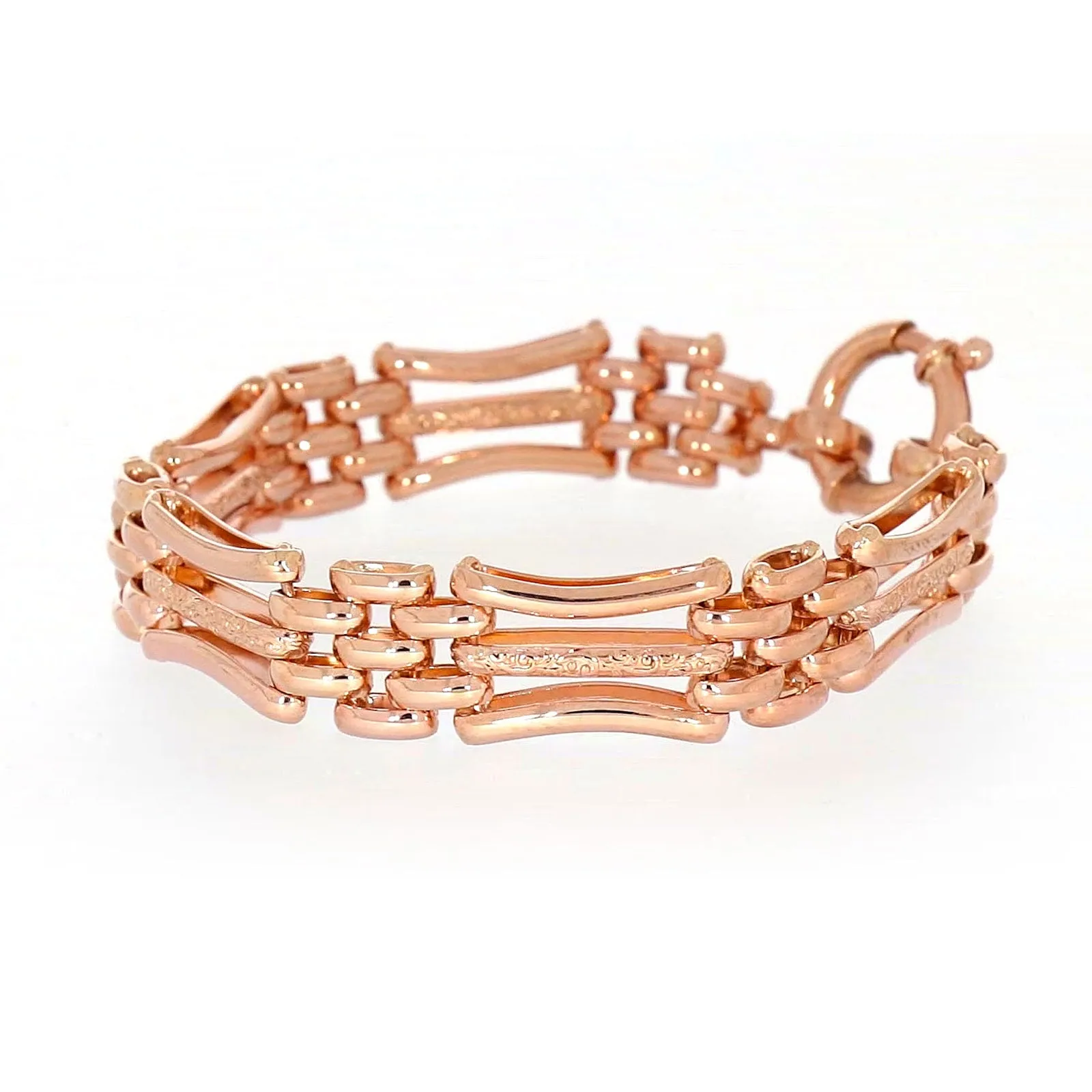 9ct Rose Gold Silver Filled 19cm Gate Bracelet with Bolt Ring