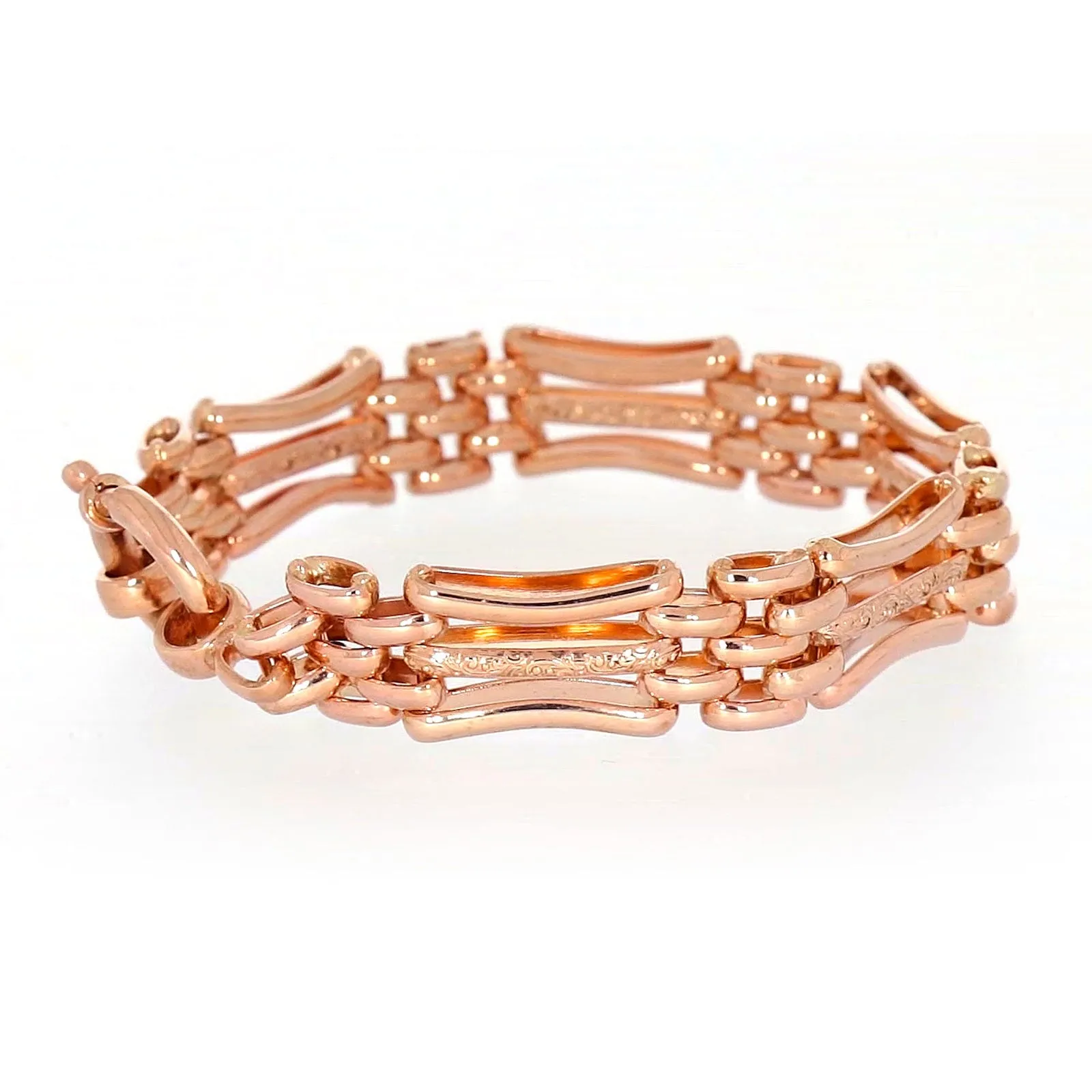 9ct Rose Gold Silver Filled 19cm Gate Bracelet with Bolt Ring
