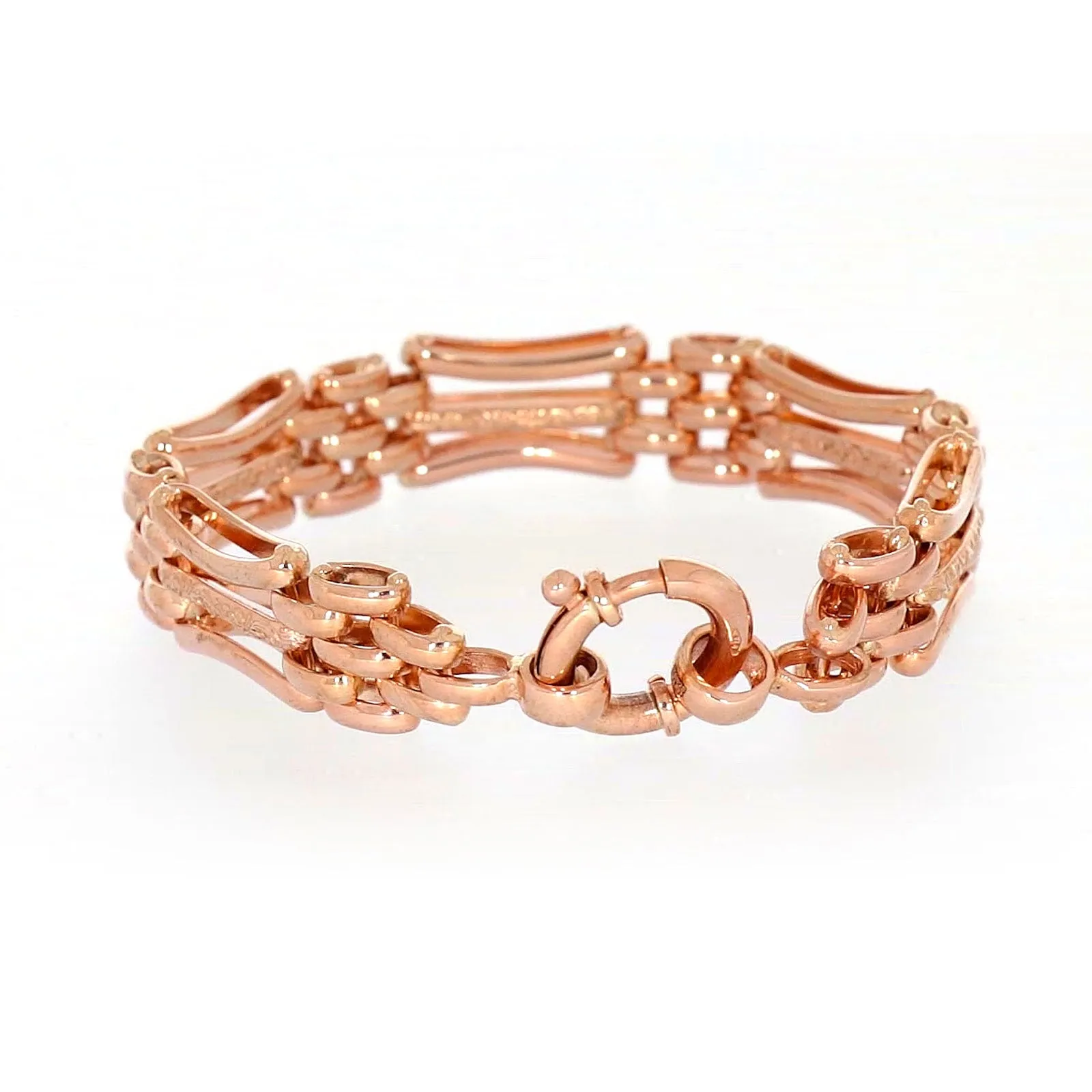 9ct Rose Gold Silver Filled 19cm Gate Bracelet with Bolt Ring