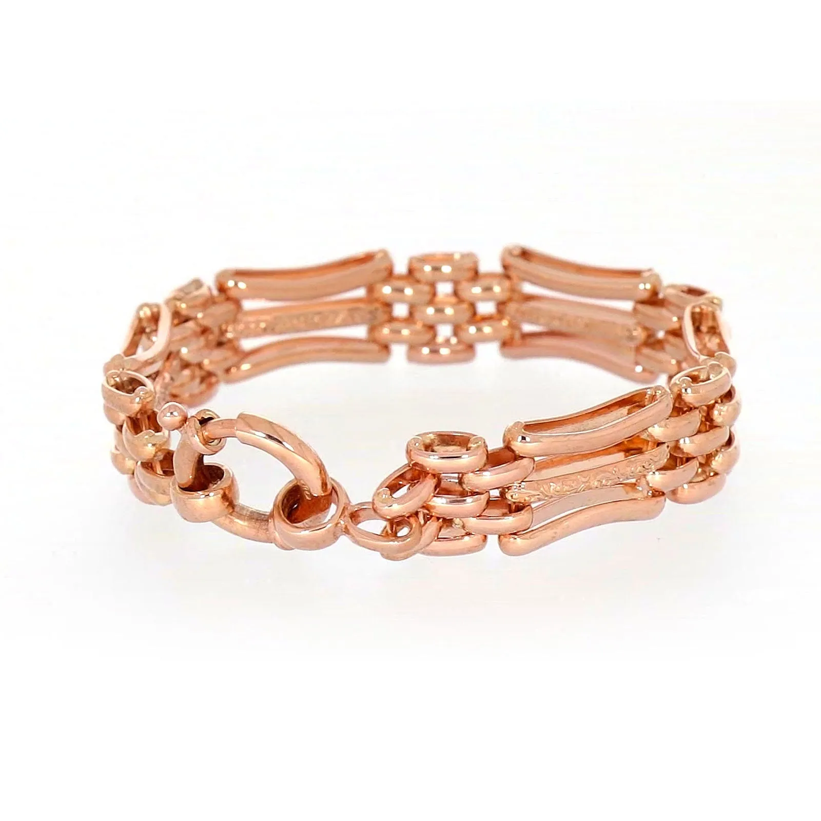 9ct Rose Gold Silver Filled 19cm Gate Bracelet with Bolt Ring