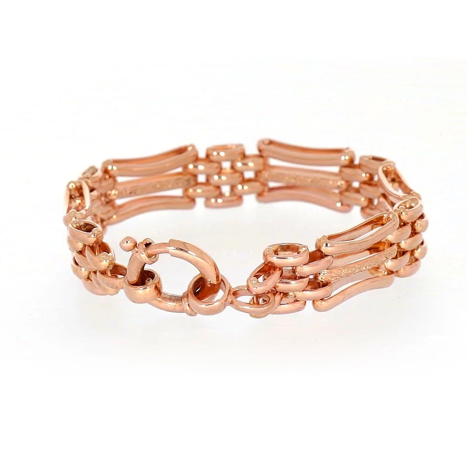 9ct Rose Gold Silver Filled 19cm Gate Bracelet with Bolt Ring