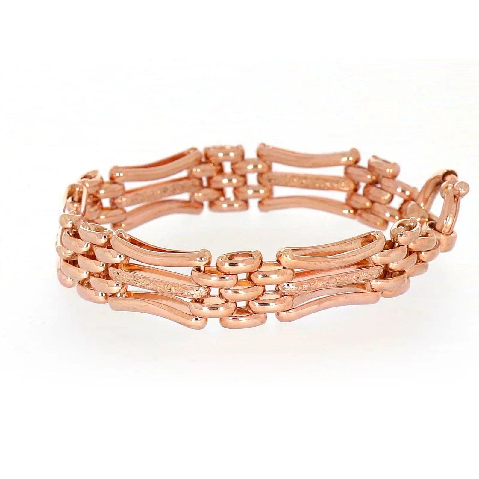 9ct Rose Gold Silver Filled 19cm Gate Bracelet with Bolt Ring