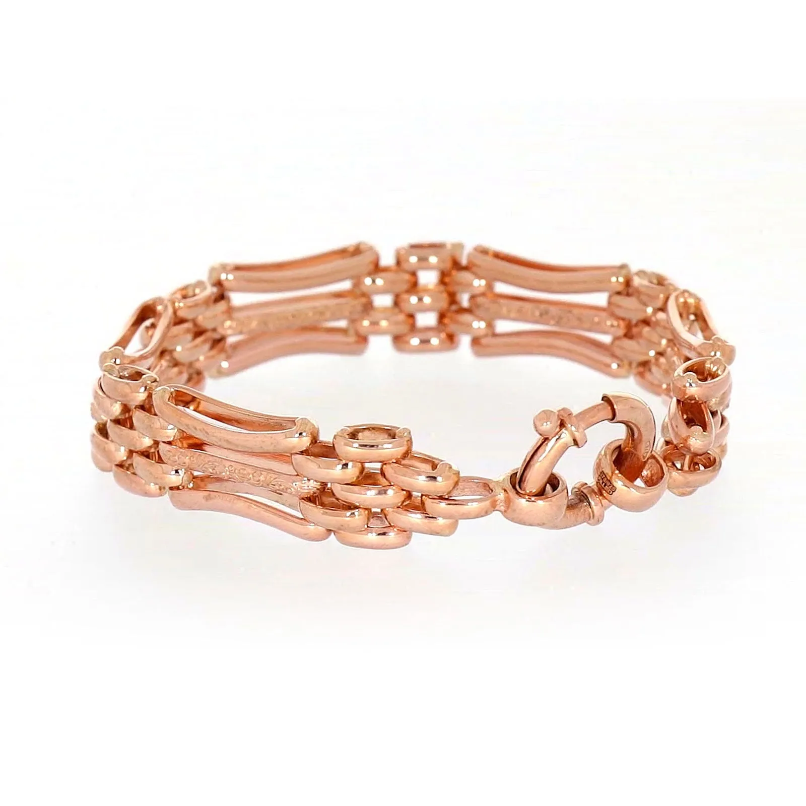 9ct Rose Gold Silver Filled 19cm Gate Bracelet with Bolt Ring