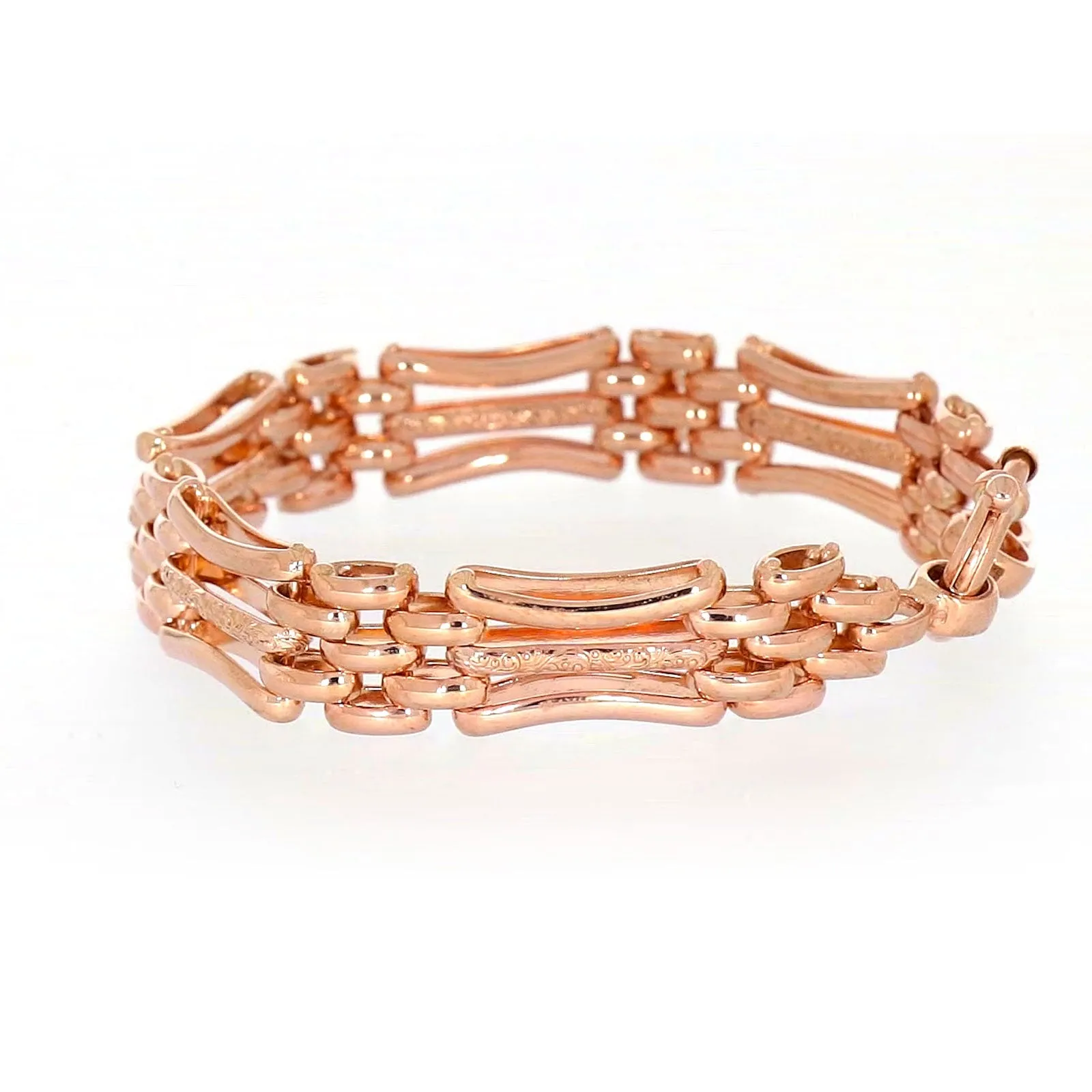 9ct Rose Gold Silver Filled 19cm Gate Bracelet with Bolt Ring