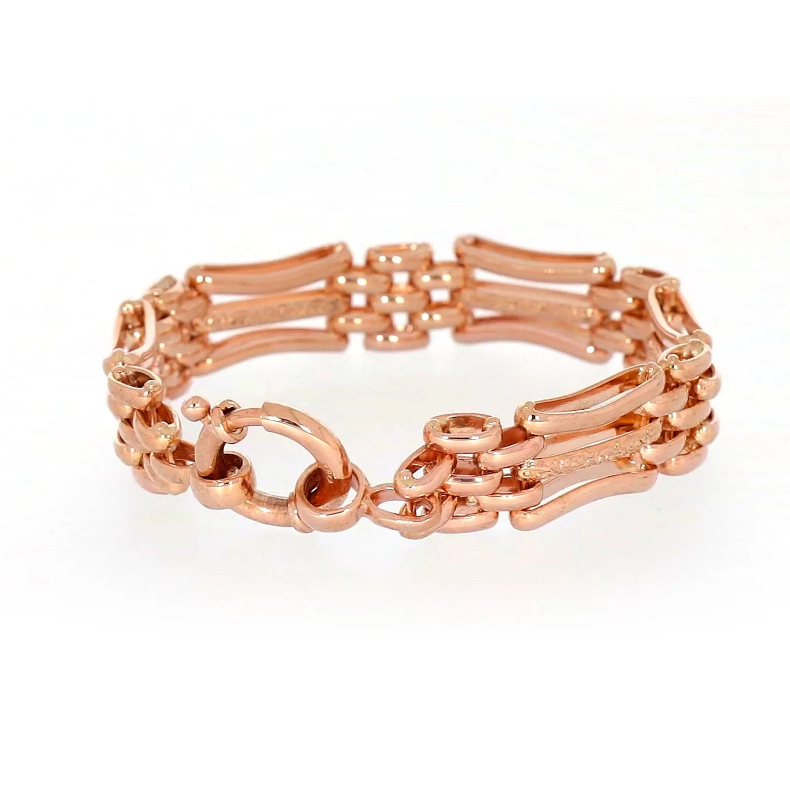9ct Rose Gold Silver Filled 19cm Gate Bracelet with Bolt Ring