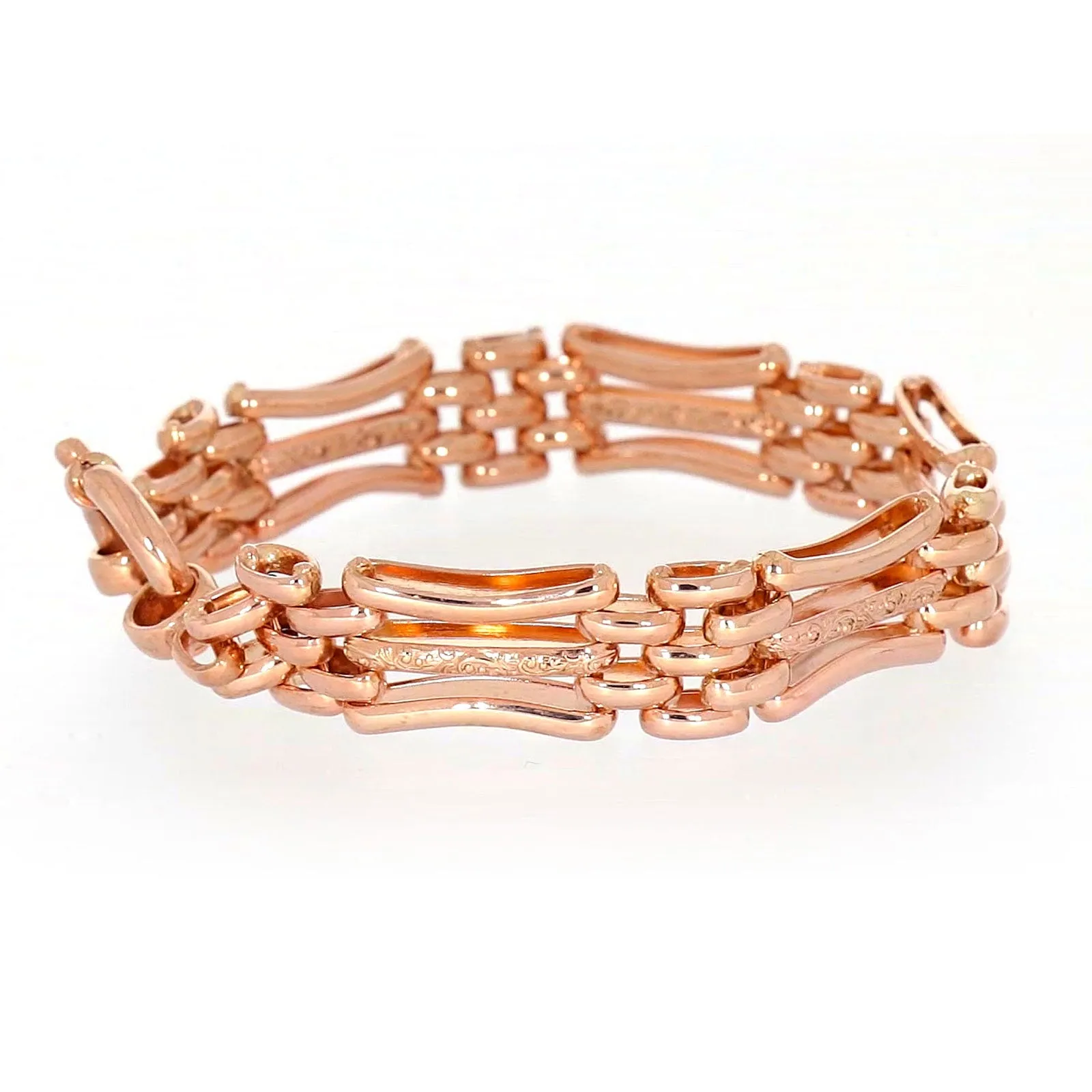9ct Rose Gold Silver Filled 19cm Gate Bracelet with Bolt Ring
