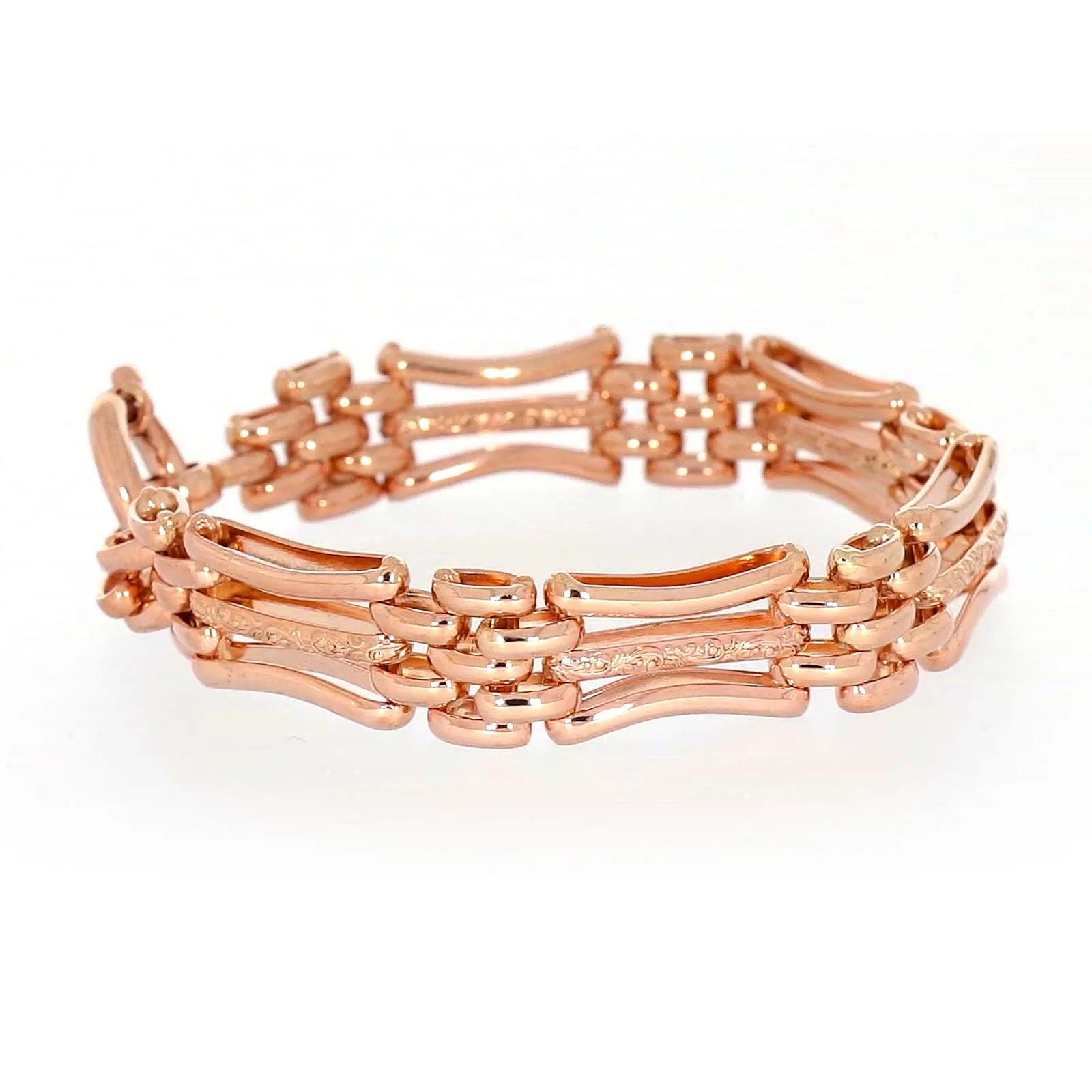 9ct Rose Gold Silver Filled 19cm Gate Bracelet with Bolt Ring
