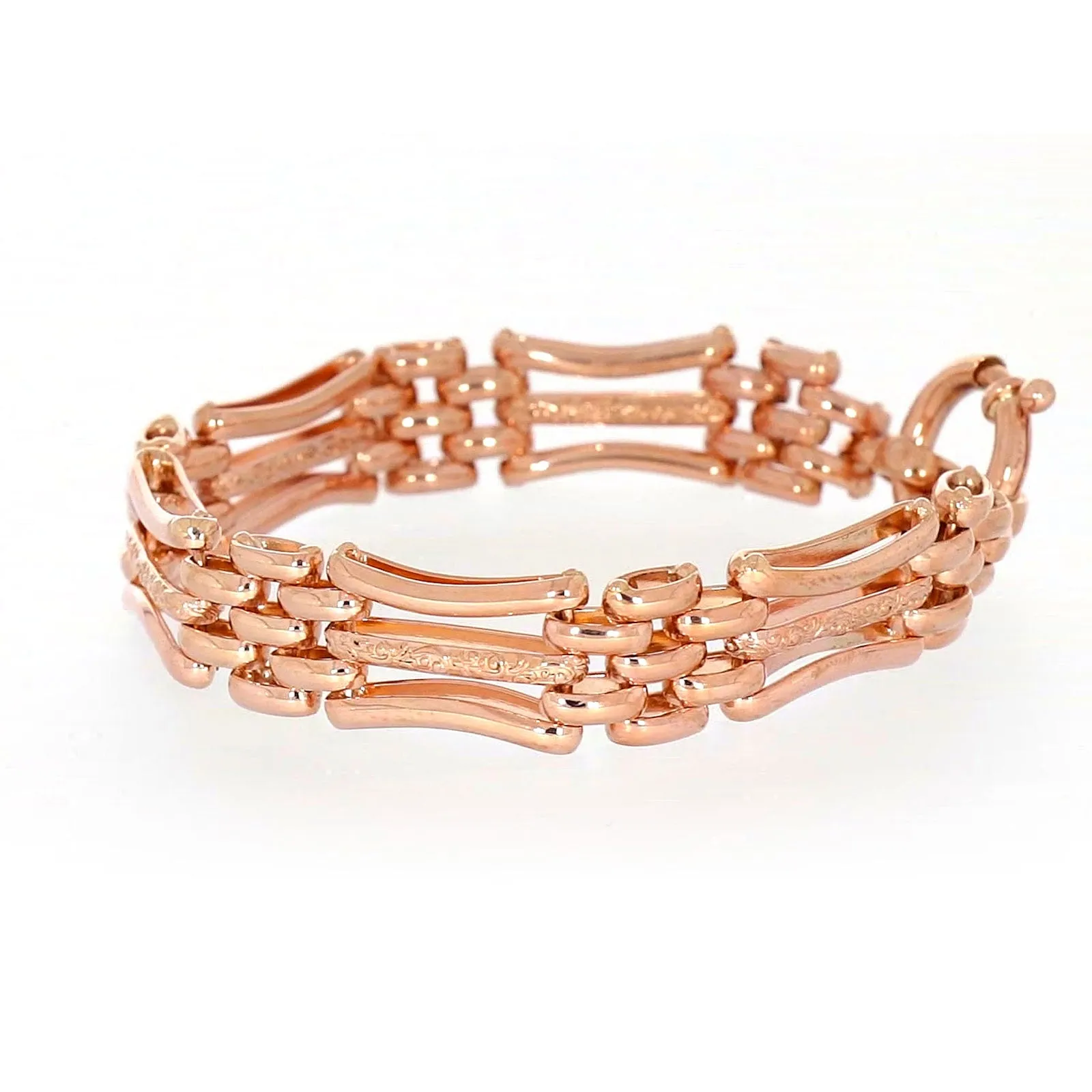 9ct Rose Gold Silver Filled 19cm Gate Bracelet with Bolt Ring