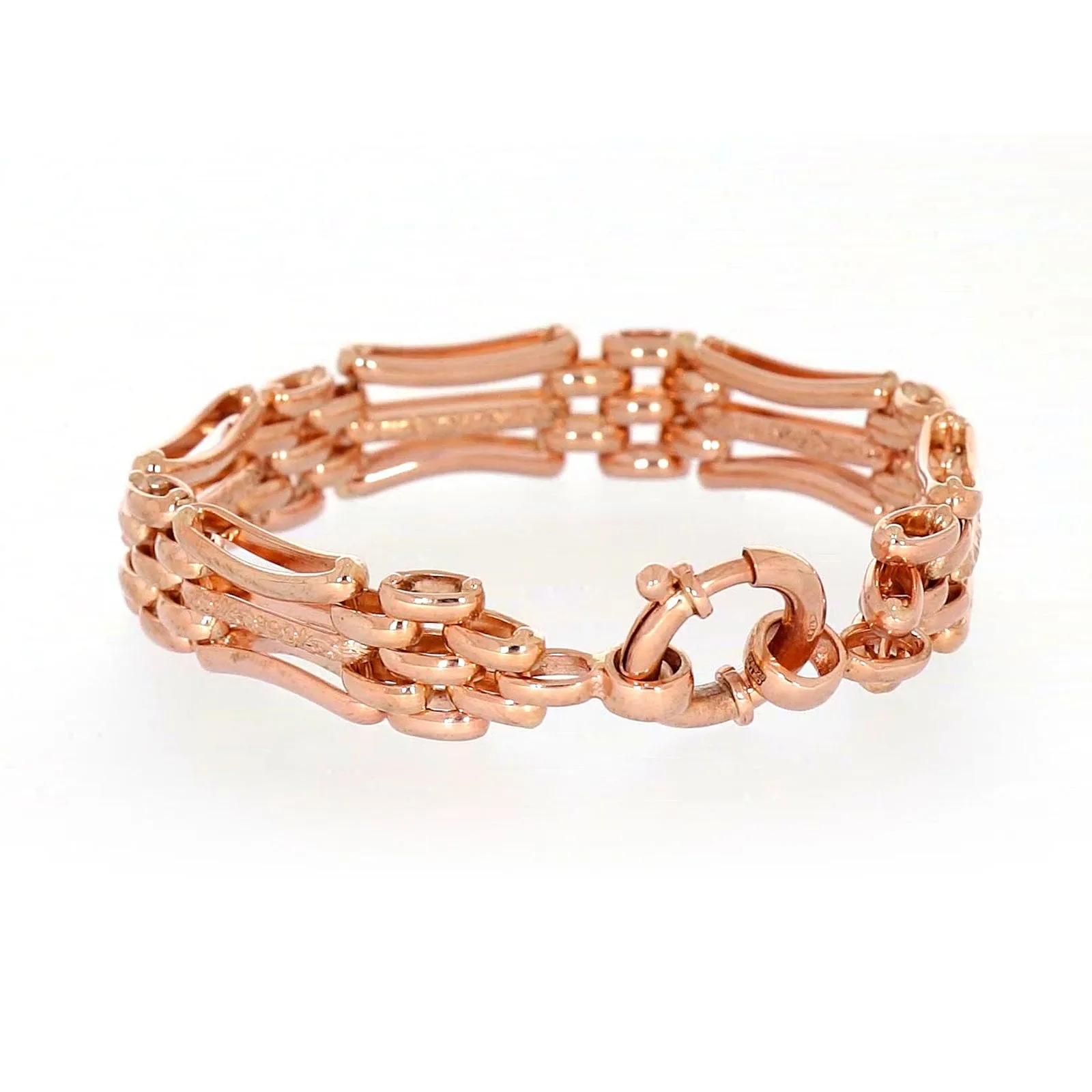 9ct Rose Gold Silver Filled 19cm Gate Bracelet with Bolt Ring