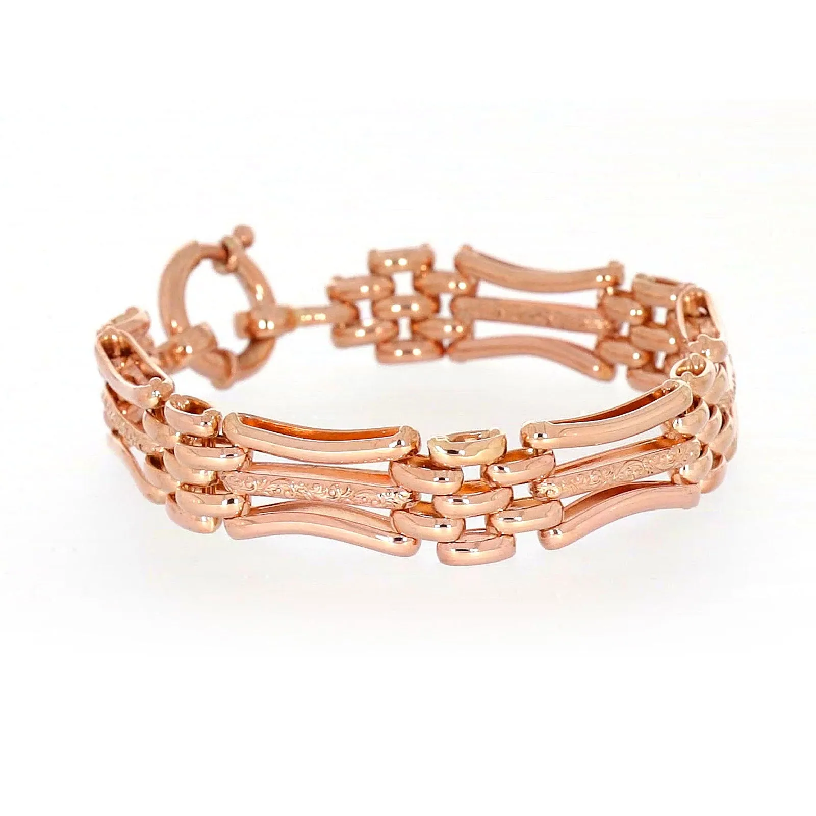 9ct Rose Gold Silver Filled 19cm Gate Bracelet with Bolt Ring