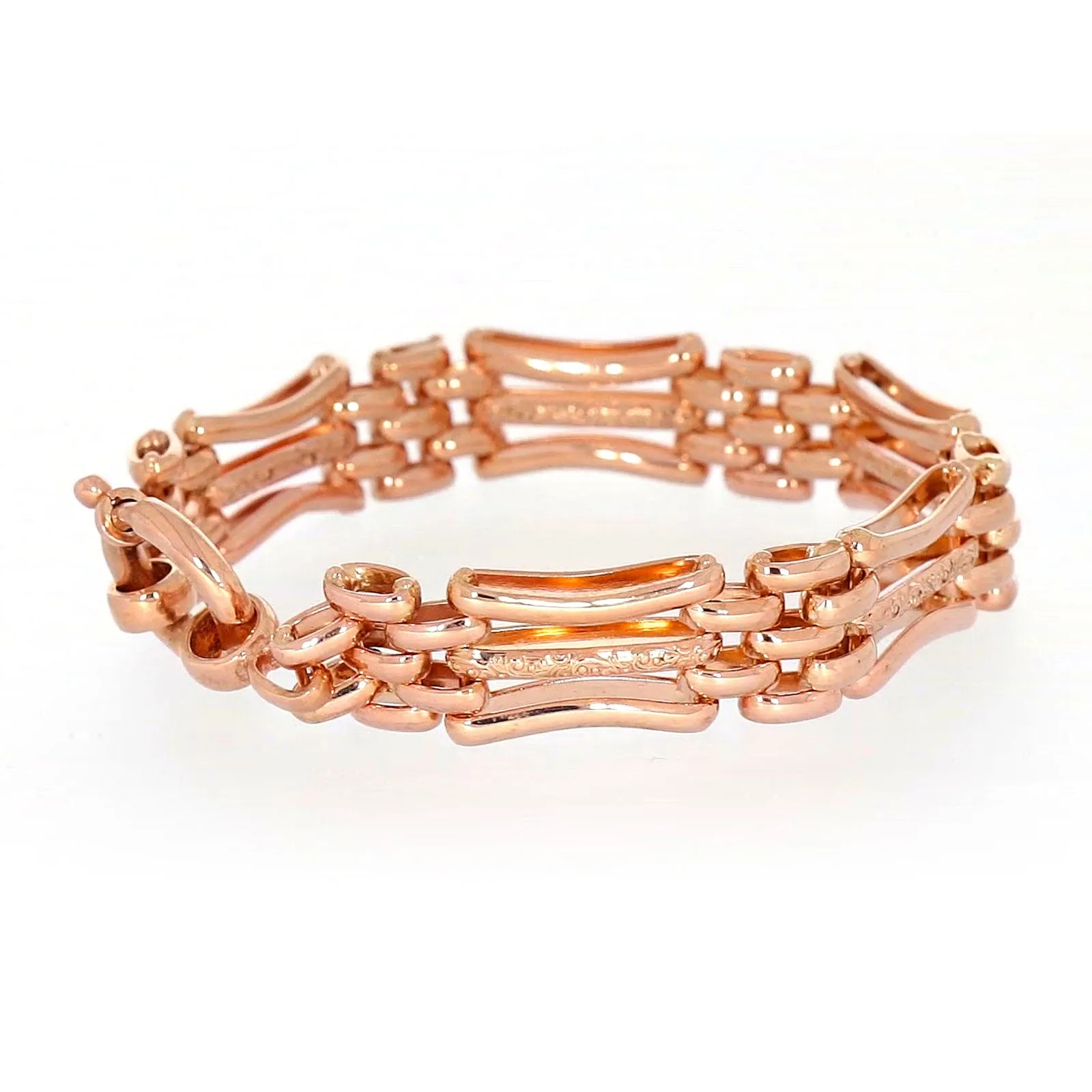 9ct Rose Gold Silver Filled 19cm Gate Bracelet with Bolt Ring