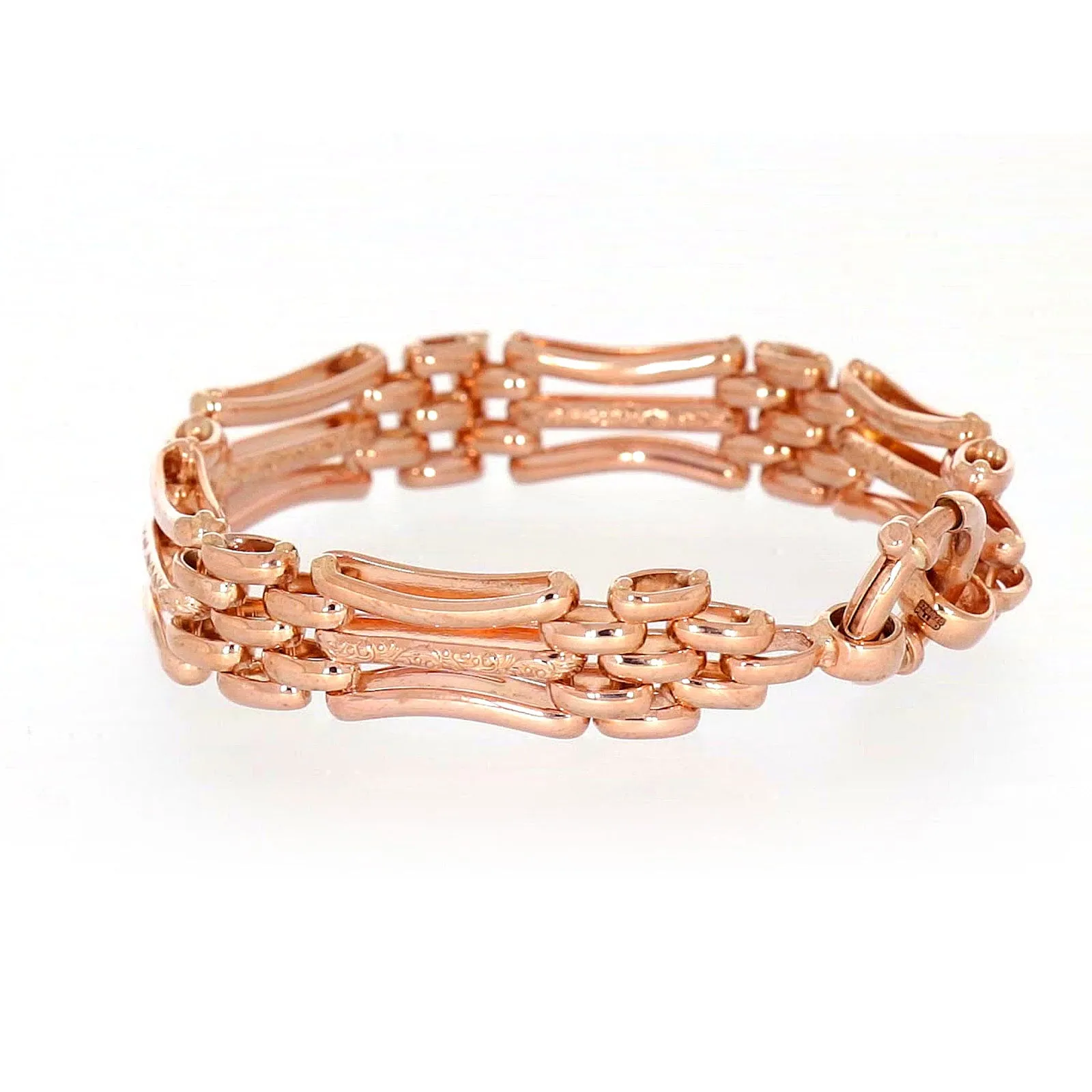 9ct Rose Gold Silver Filled 19cm Gate Bracelet with Bolt Ring