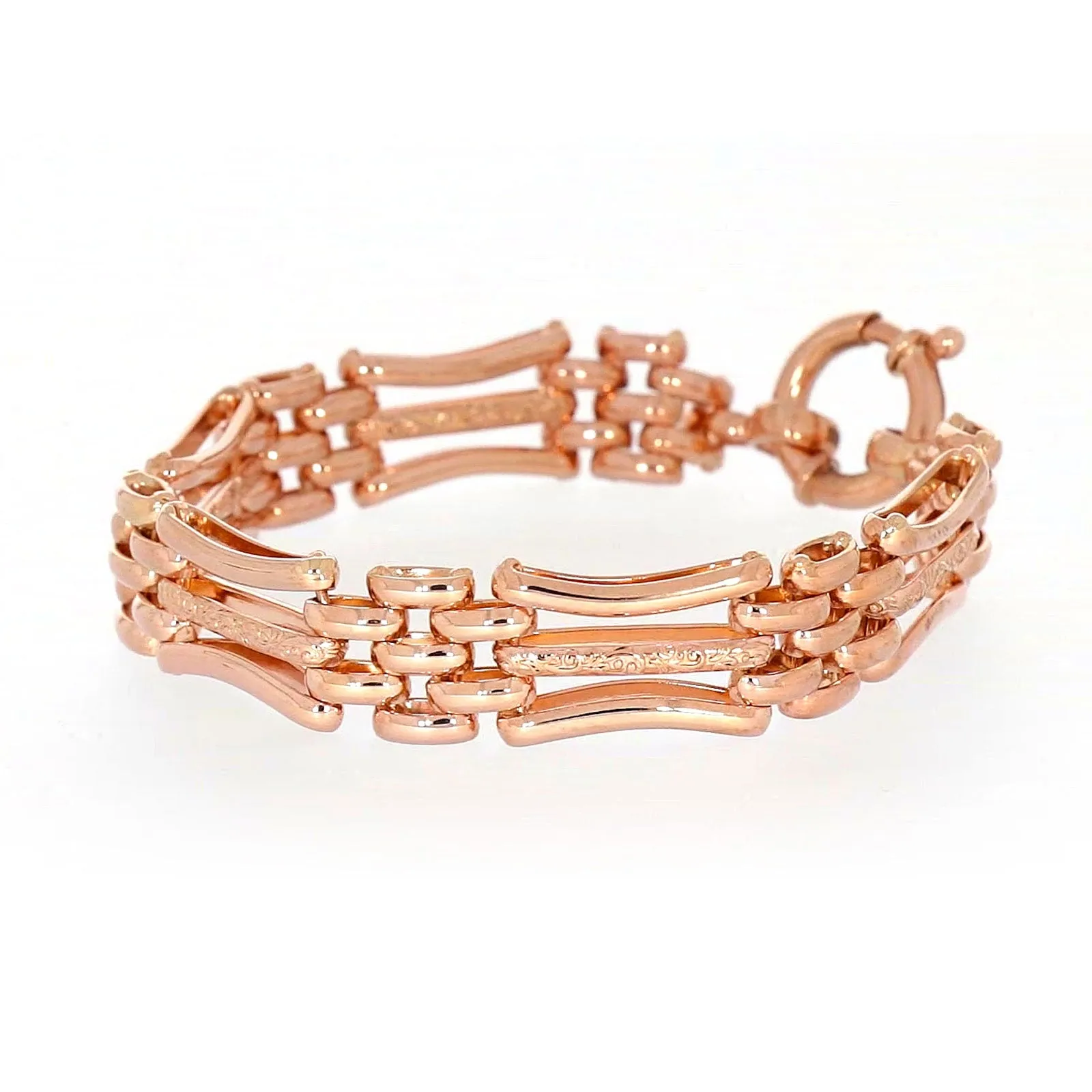 9ct Rose Gold Silver Filled 19cm Gate Bracelet with Bolt Ring