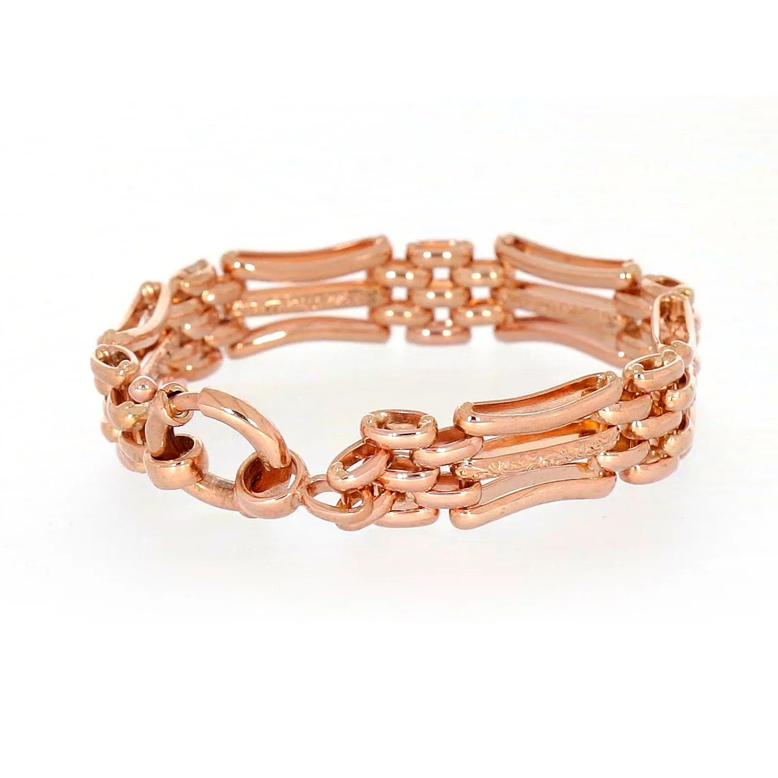 9ct Rose Gold Silver Filled 19cm Gate Bracelet with Bolt Ring