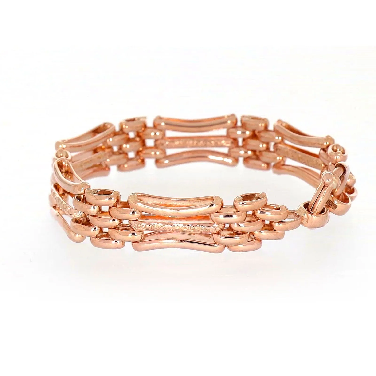 9ct Rose Gold Silver Filled 19cm Gate Bracelet with Bolt Ring