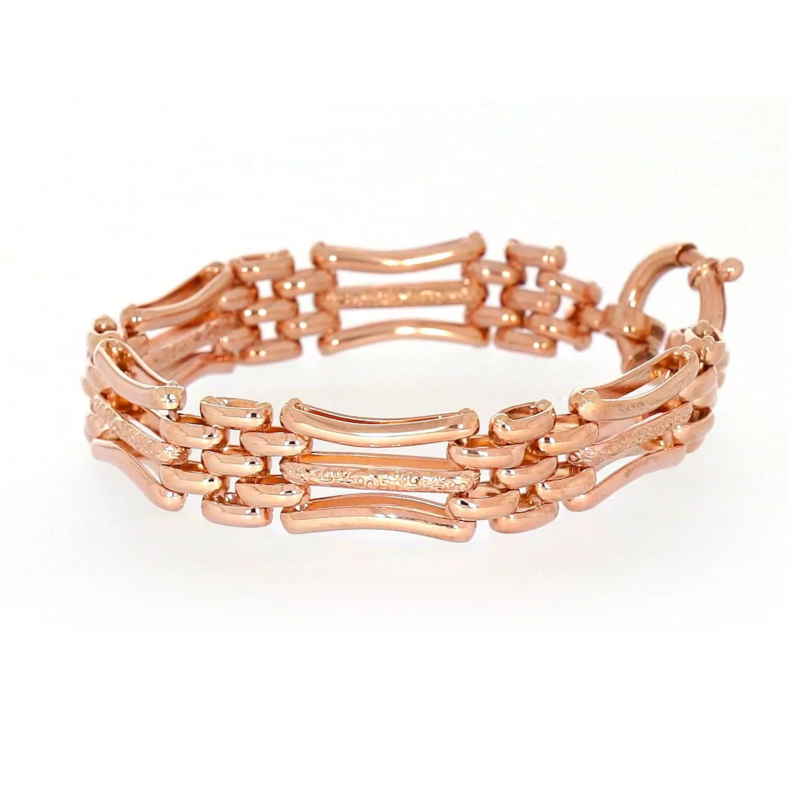 9ct Rose Gold Silver Filled 19cm Gate Bracelet with Bolt Ring