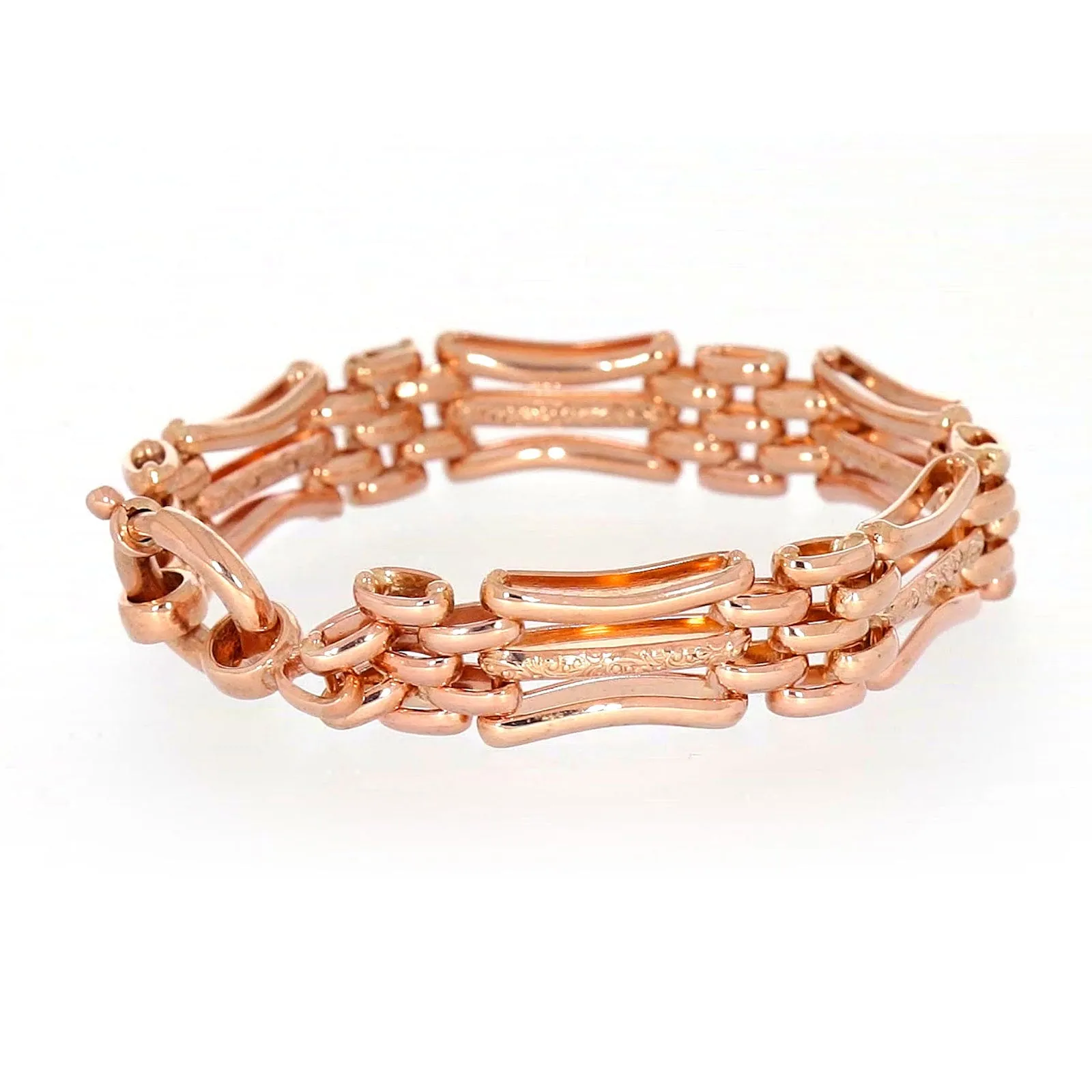 9ct Rose Gold Silver Filled 19cm Gate Bracelet with Bolt Ring