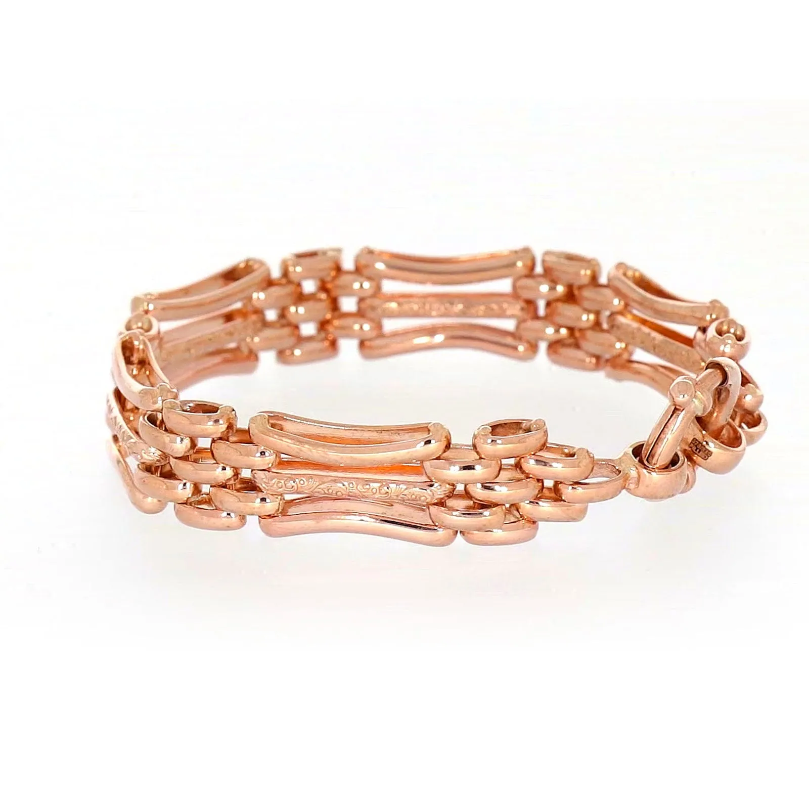 9ct Rose Gold Silver Filled 19cm Gate Bracelet with Bolt Ring