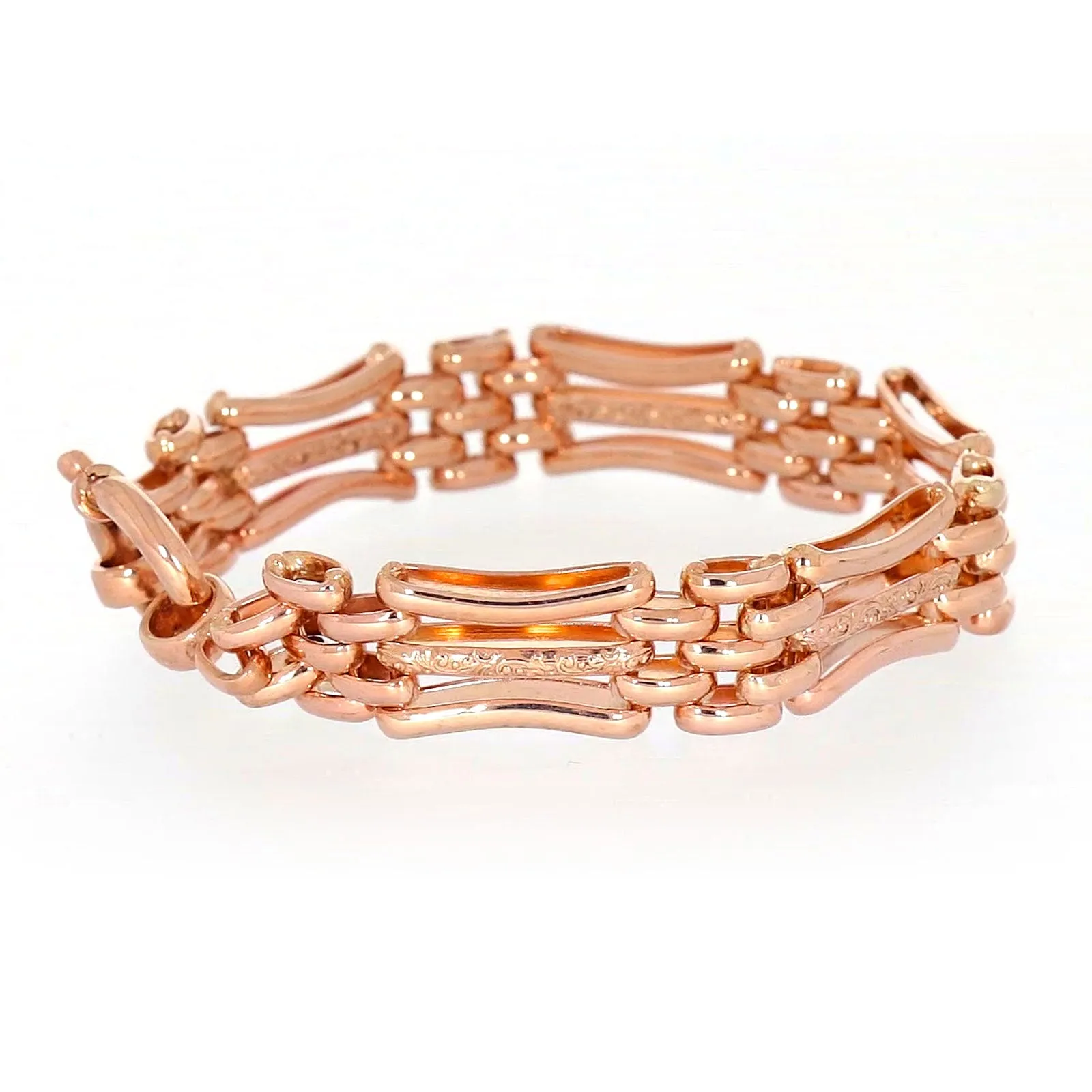 9ct Rose Gold Silver Filled 19cm Gate Bracelet with Bolt Ring