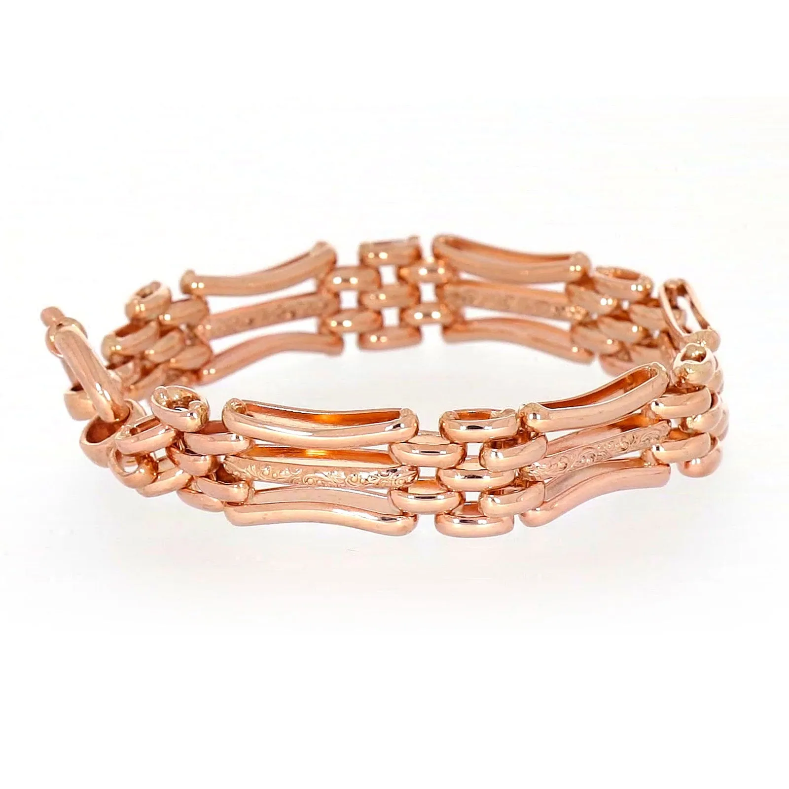 9ct Rose Gold Silver Filled 19cm Gate Bracelet with Bolt Ring