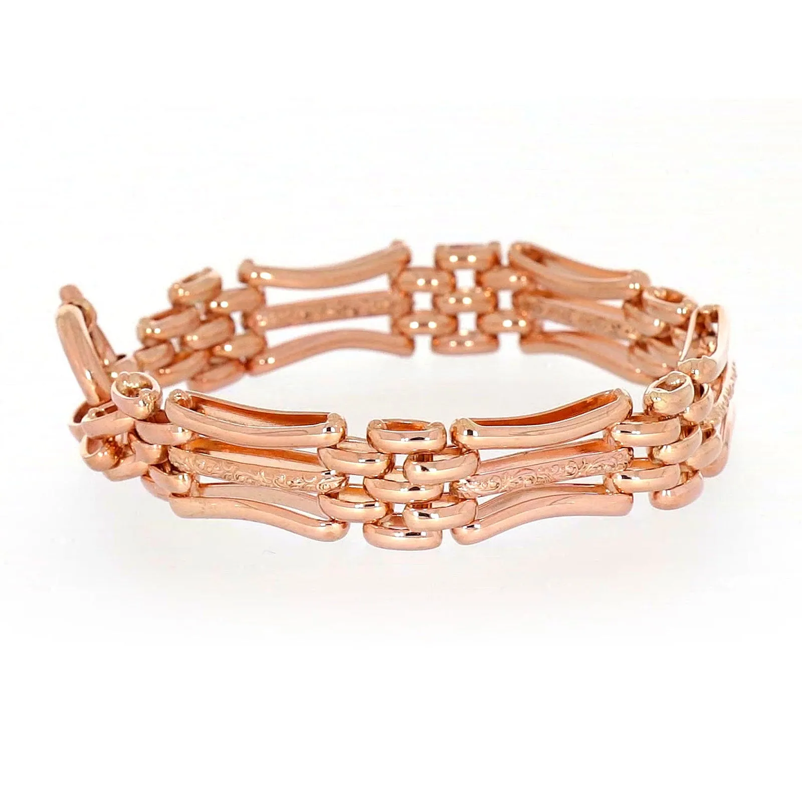 9ct Rose Gold Silver Filled 19cm Gate Bracelet with Bolt Ring