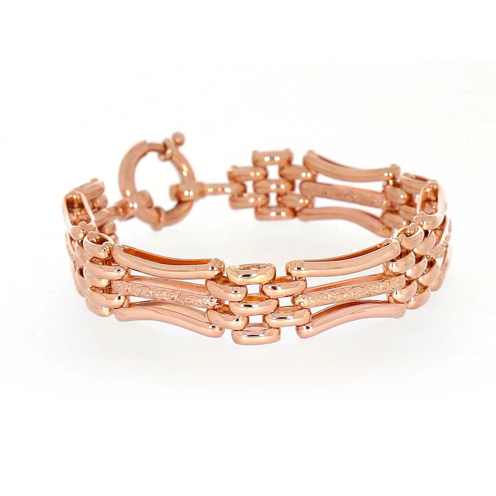 9ct Rose Gold Silver Filled 19cm Gate Bracelet with Bolt Ring