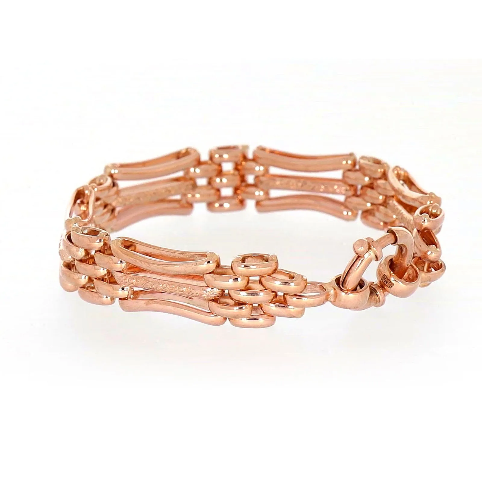 9ct Rose Gold Silver Filled 19cm Gate Bracelet with Bolt Ring