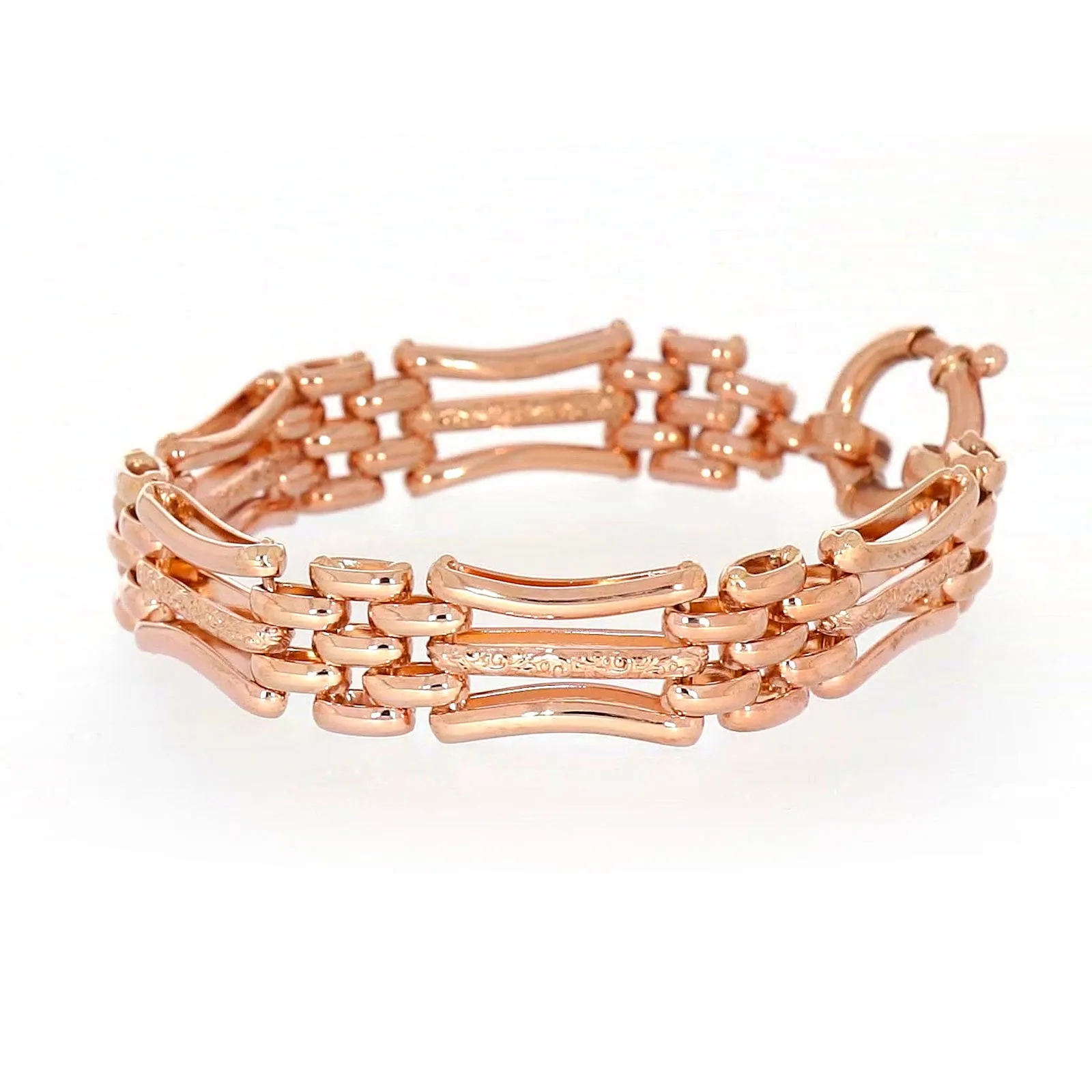 9ct Rose Gold Silver Filled 19cm Gate Bracelet with Bolt Ring