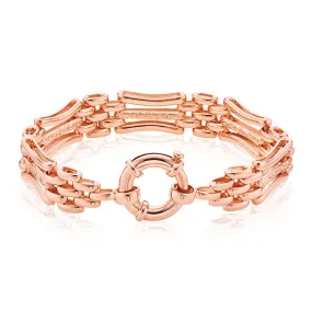 9ct Rose Gold Silver Filled 19cm Gate Bracelet with Bolt Ring