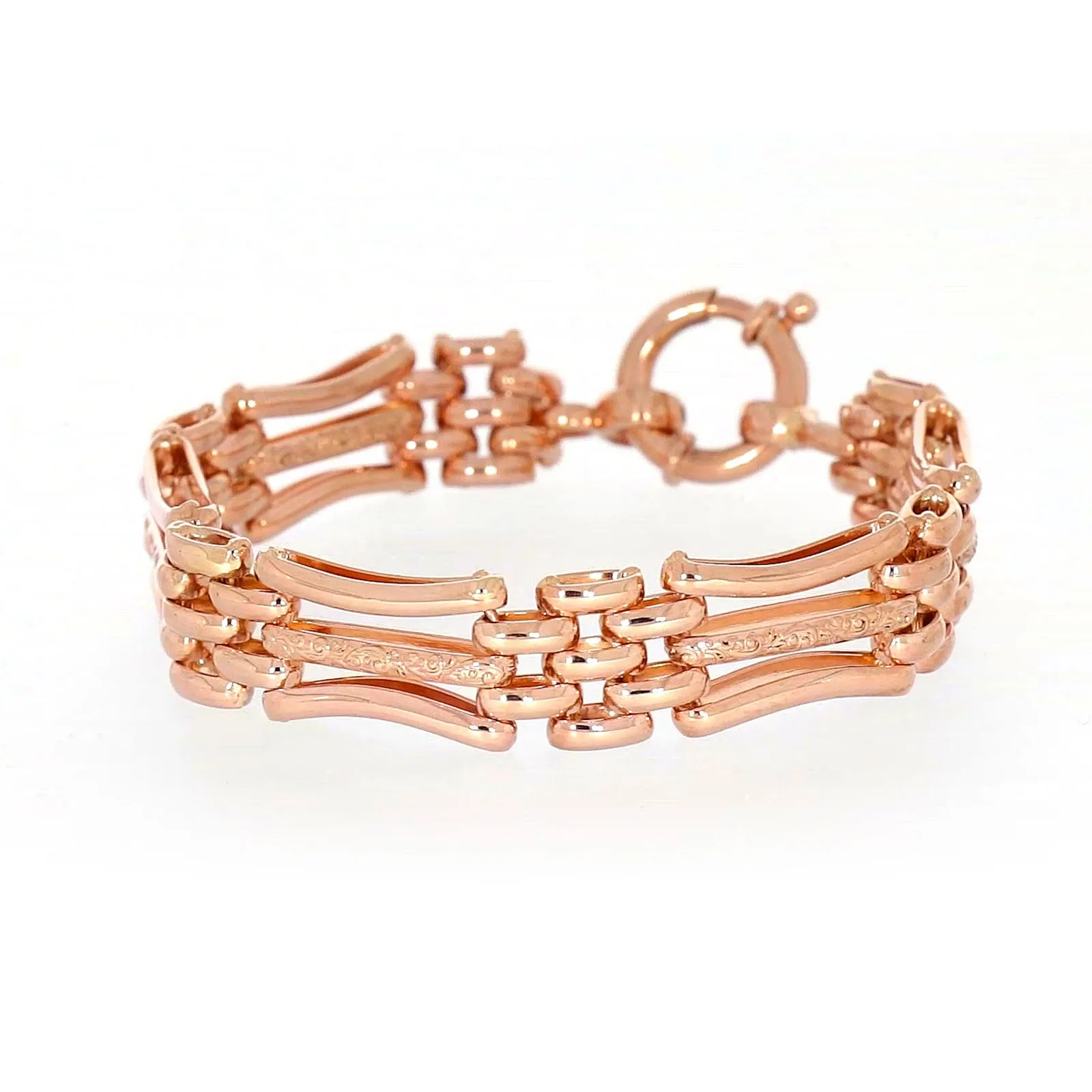 9ct Rose Gold Silver Filled 19cm Gate Bracelet with Bolt Ring