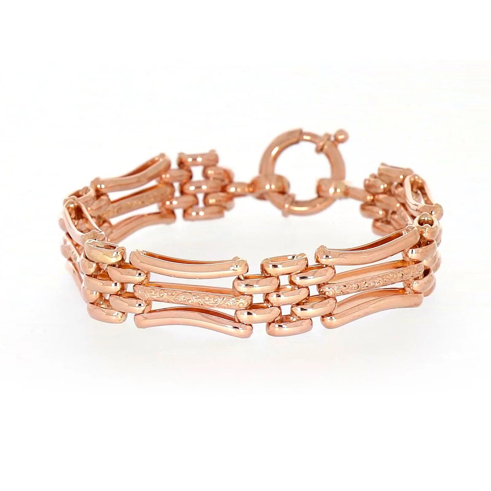 9ct Rose Gold Silver Filled 19cm Gate Bracelet with Bolt Ring