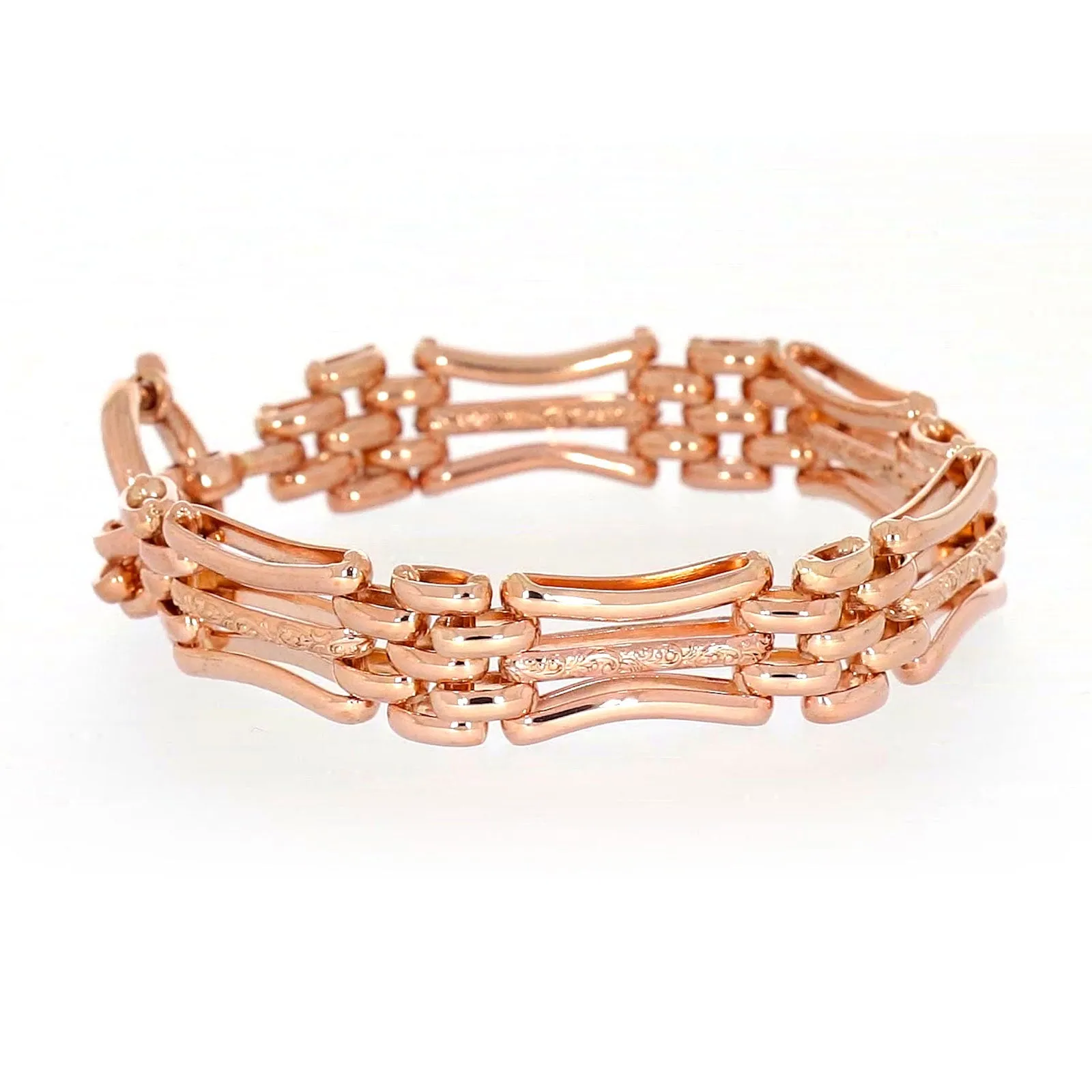 9ct Rose Gold Silver Filled 19cm Gate Bracelet with Bolt Ring