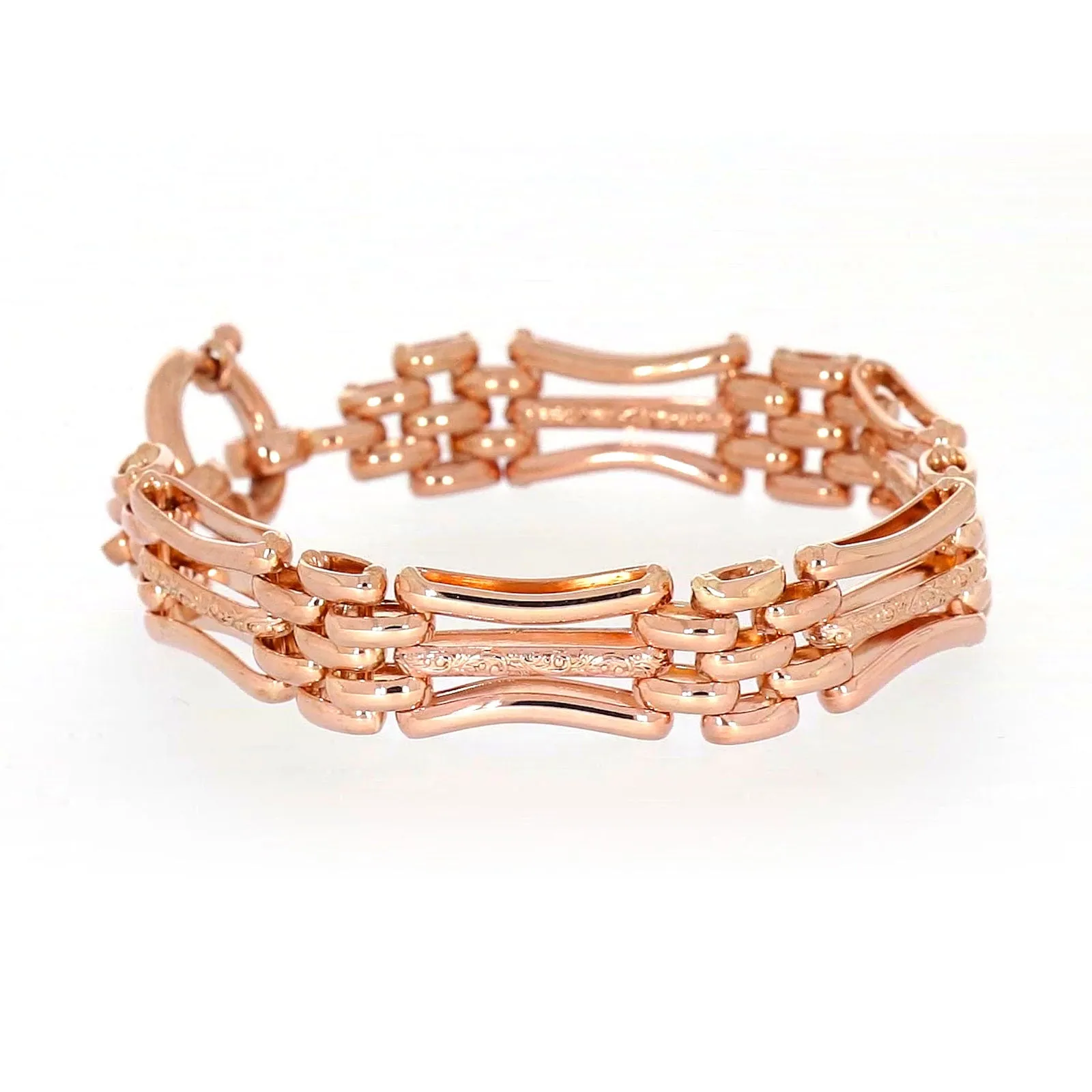 9ct Rose Gold Silver Filled 19cm Gate Bracelet with Bolt Ring