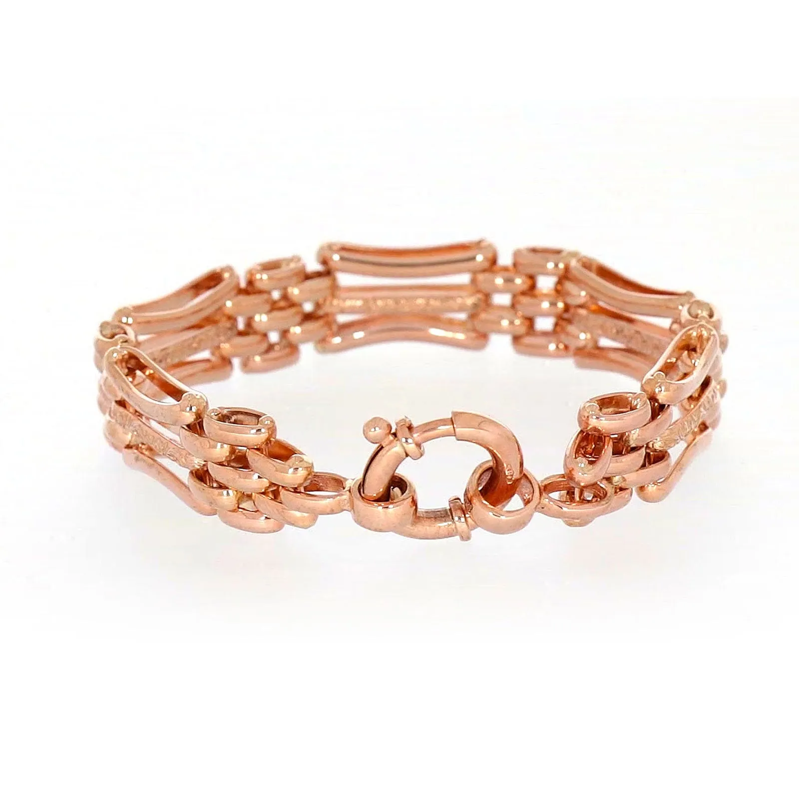 9ct Rose Gold Silver Filled 19cm Gate Bracelet with Bolt Ring
