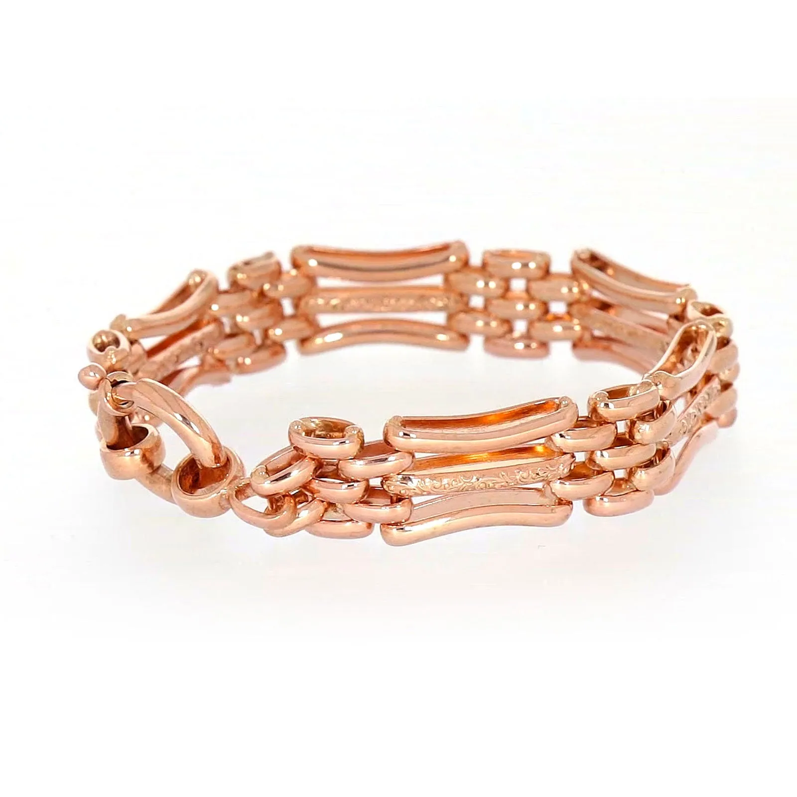 9ct Rose Gold Silver Filled 19cm Gate Bracelet with Bolt Ring