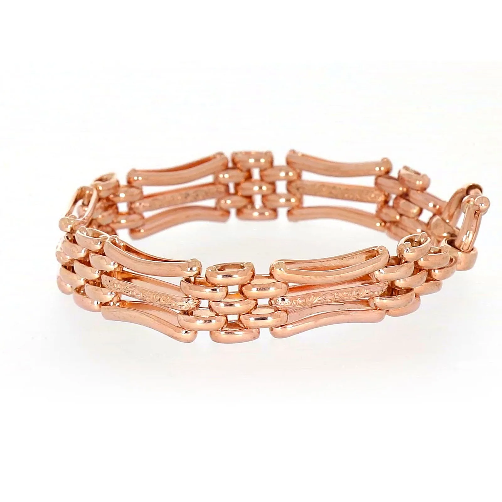 9ct Rose Gold Silver Filled 19cm Gate Bracelet with Bolt Ring