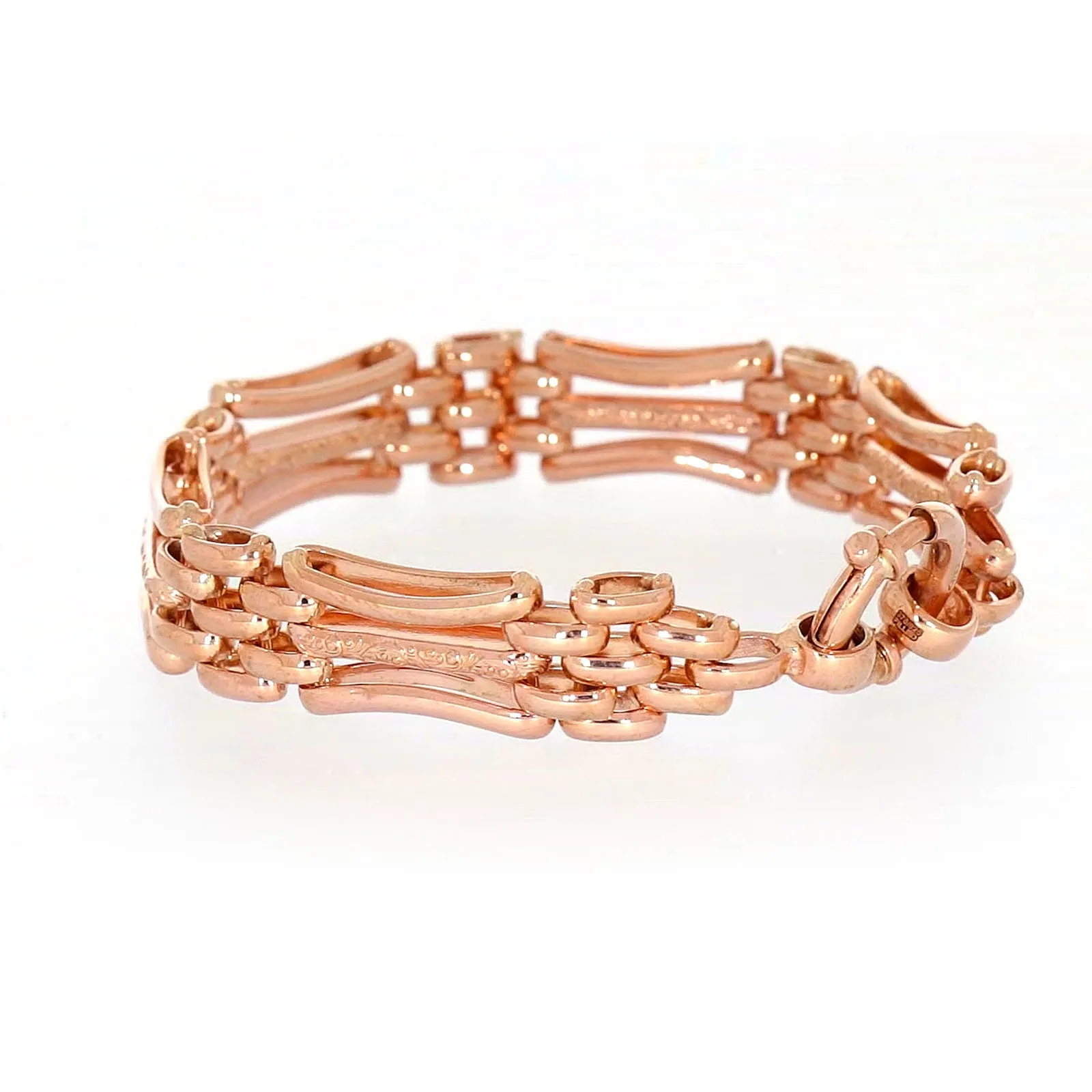 9ct Rose Gold Silver Filled 19cm Gate Bracelet with Bolt Ring