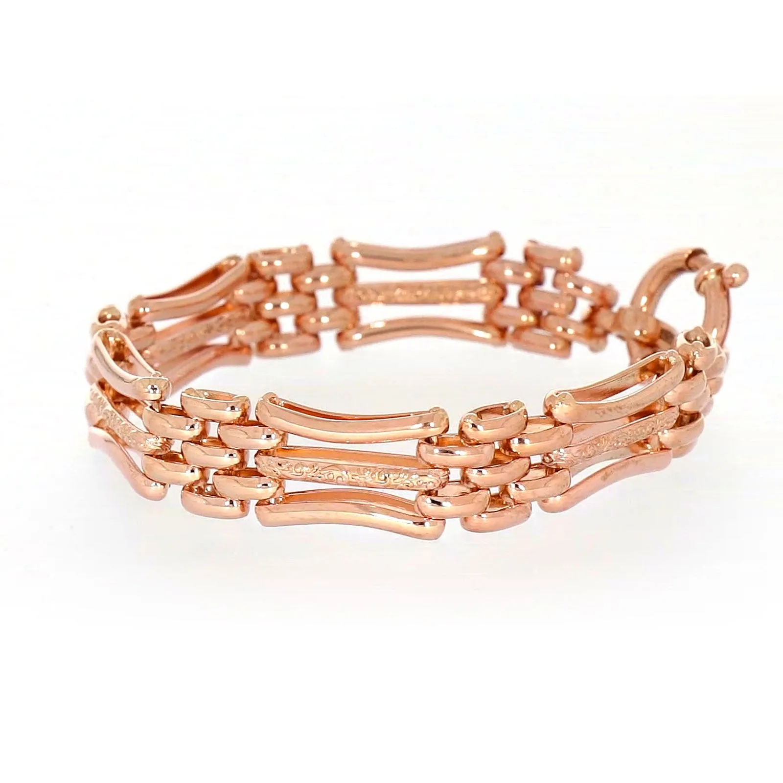 9ct Rose Gold Silver Filled 19cm Gate Bracelet with Bolt Ring