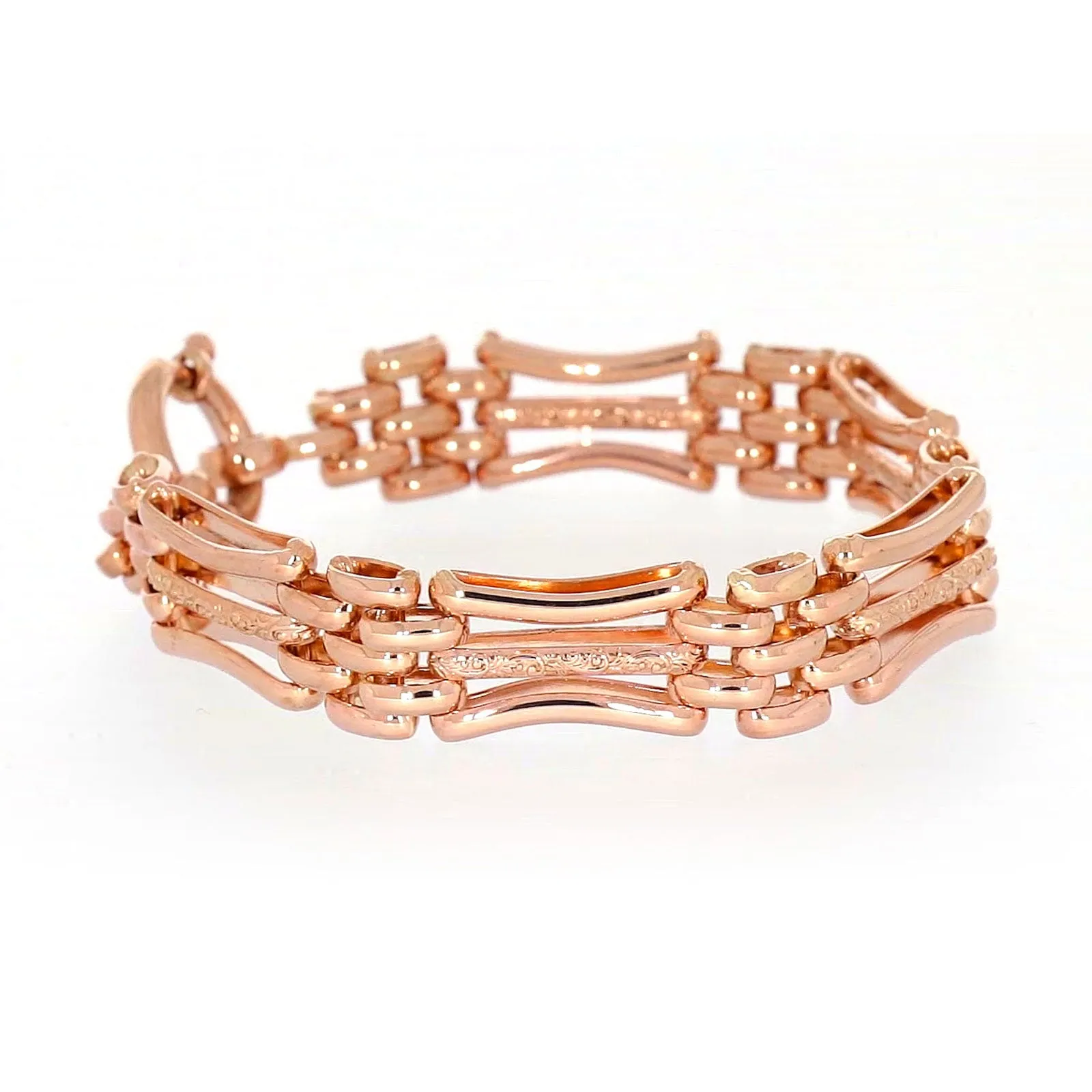 9ct Rose Gold Silver Filled 19cm Gate Bracelet with Bolt Ring