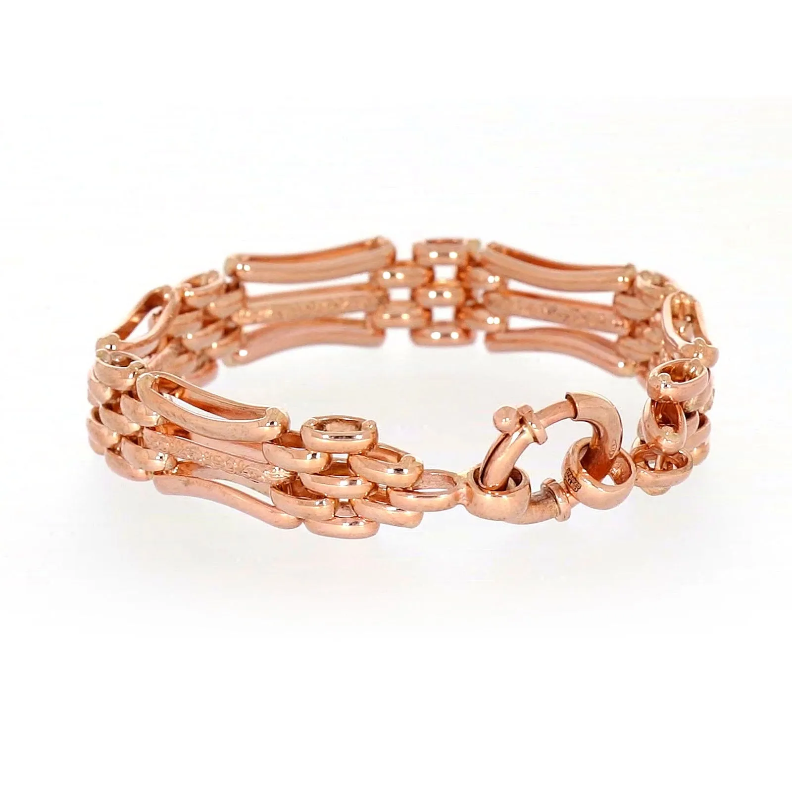 9ct Rose Gold Silver Filled 19cm Gate Bracelet with Bolt Ring