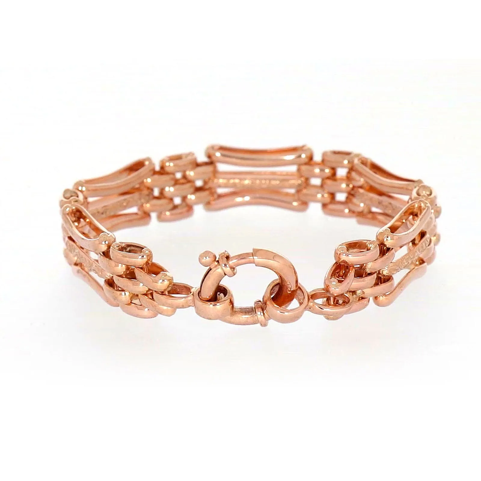 9ct Rose Gold Silver Filled 19cm Gate Bracelet with Bolt Ring