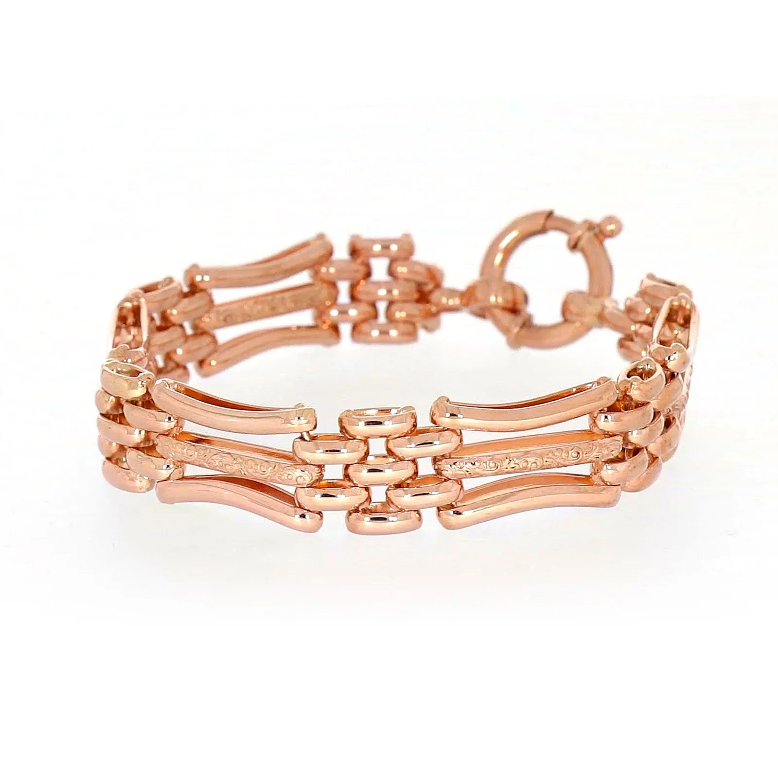 9ct Rose Gold Silver Filled 19cm Gate Bracelet with Bolt Ring