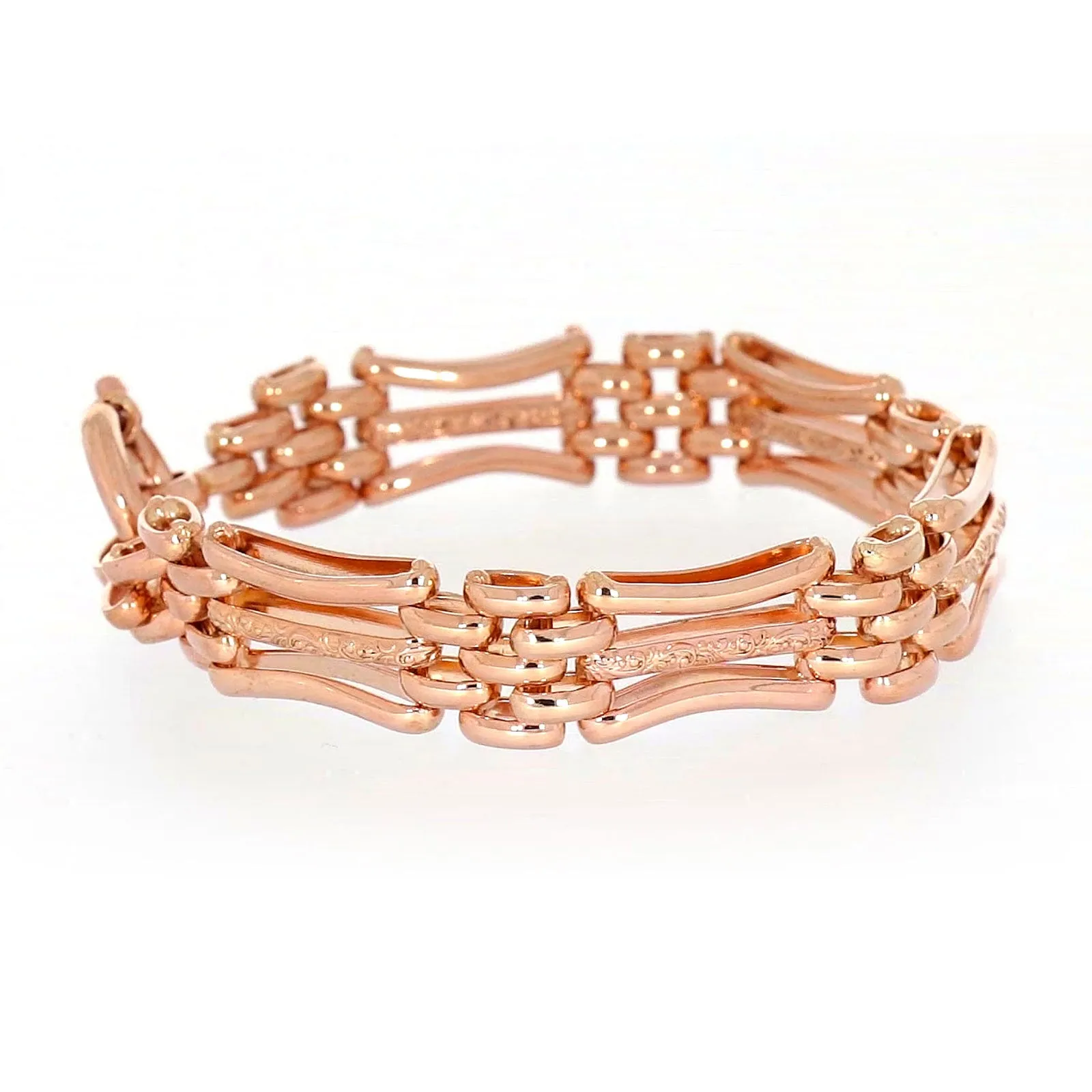 9ct Rose Gold Silver Filled 19cm Gate Bracelet with Bolt Ring