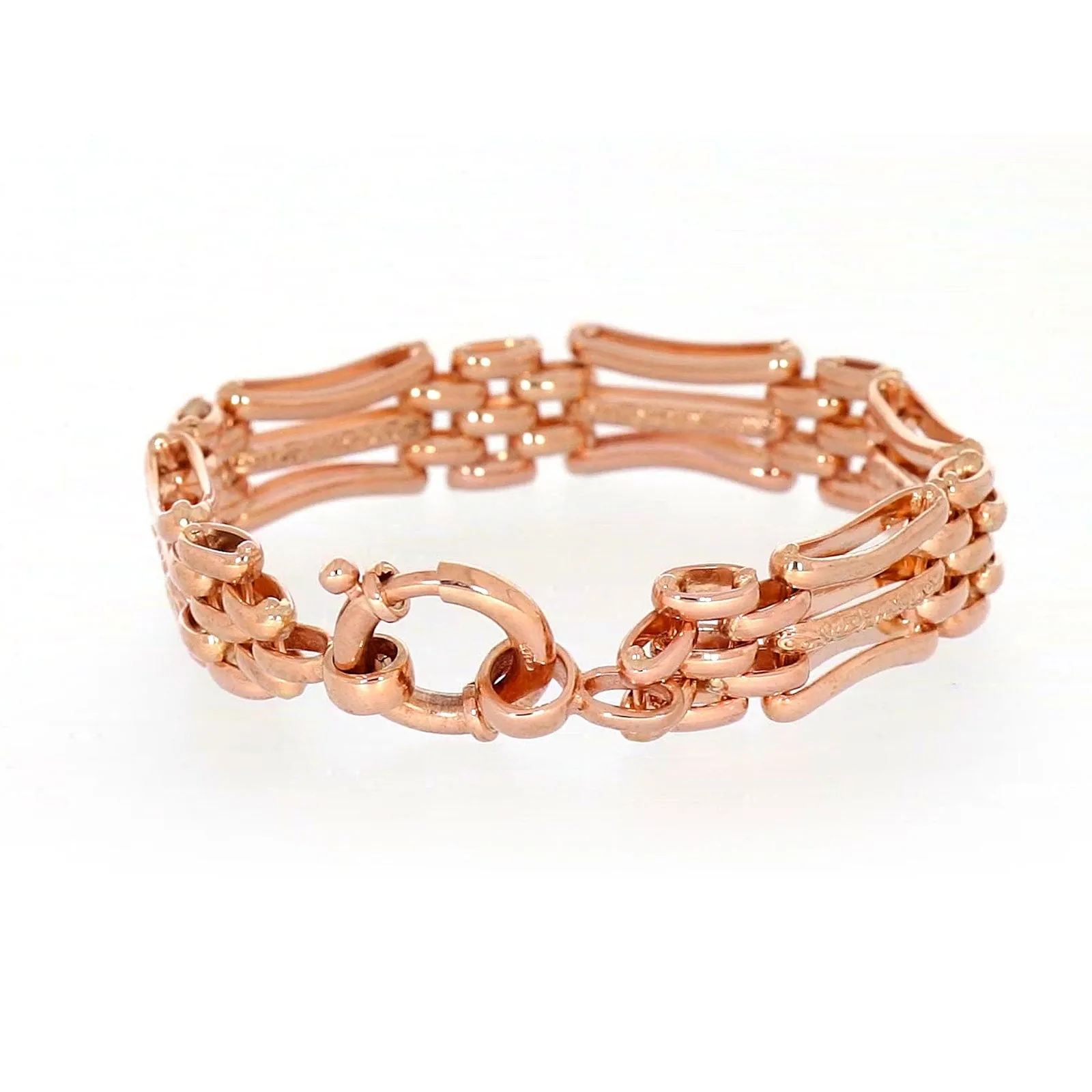9ct Rose Gold Silver Filled 19cm Gate Bracelet with Bolt Ring
