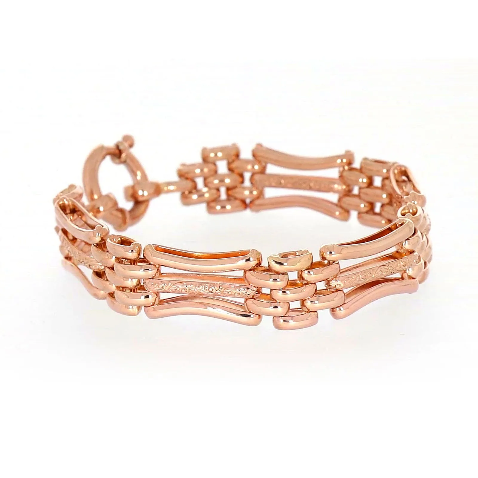 9ct Rose Gold Silver Filled 19cm Gate Bracelet with Bolt Ring