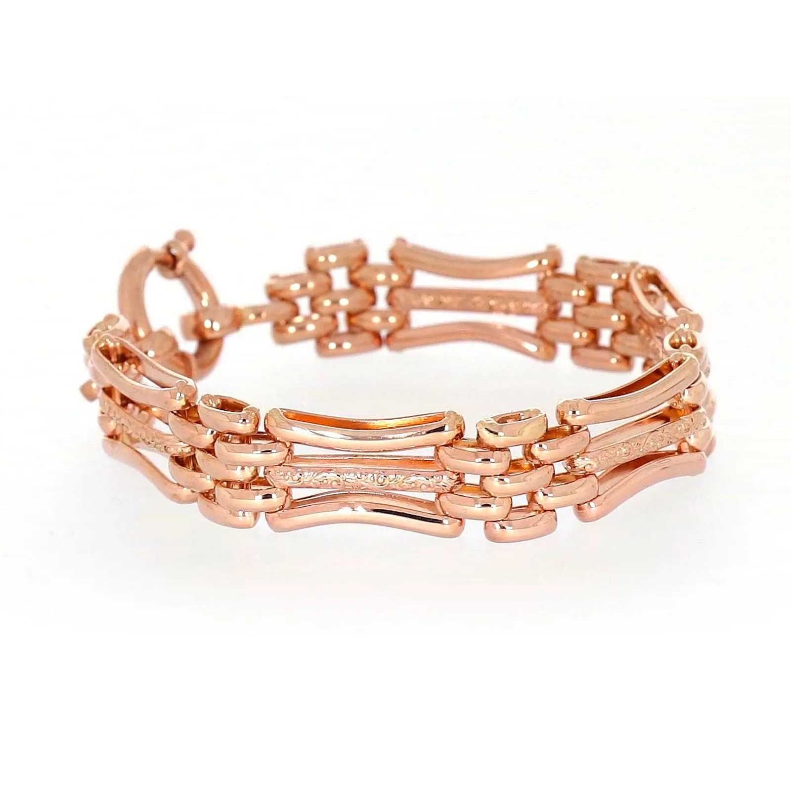 9ct Rose Gold Silver Filled 19cm Gate Bracelet with Bolt Ring