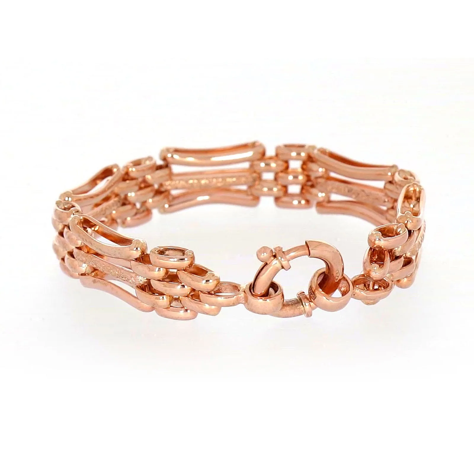 9ct Rose Gold Silver Filled 19cm Gate Bracelet with Bolt Ring