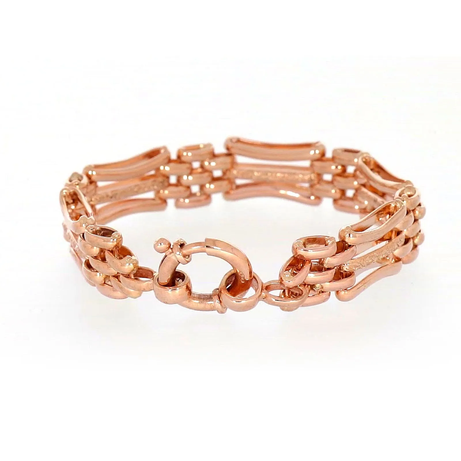 9ct Rose Gold Silver Filled 19cm Gate Bracelet with Bolt Ring